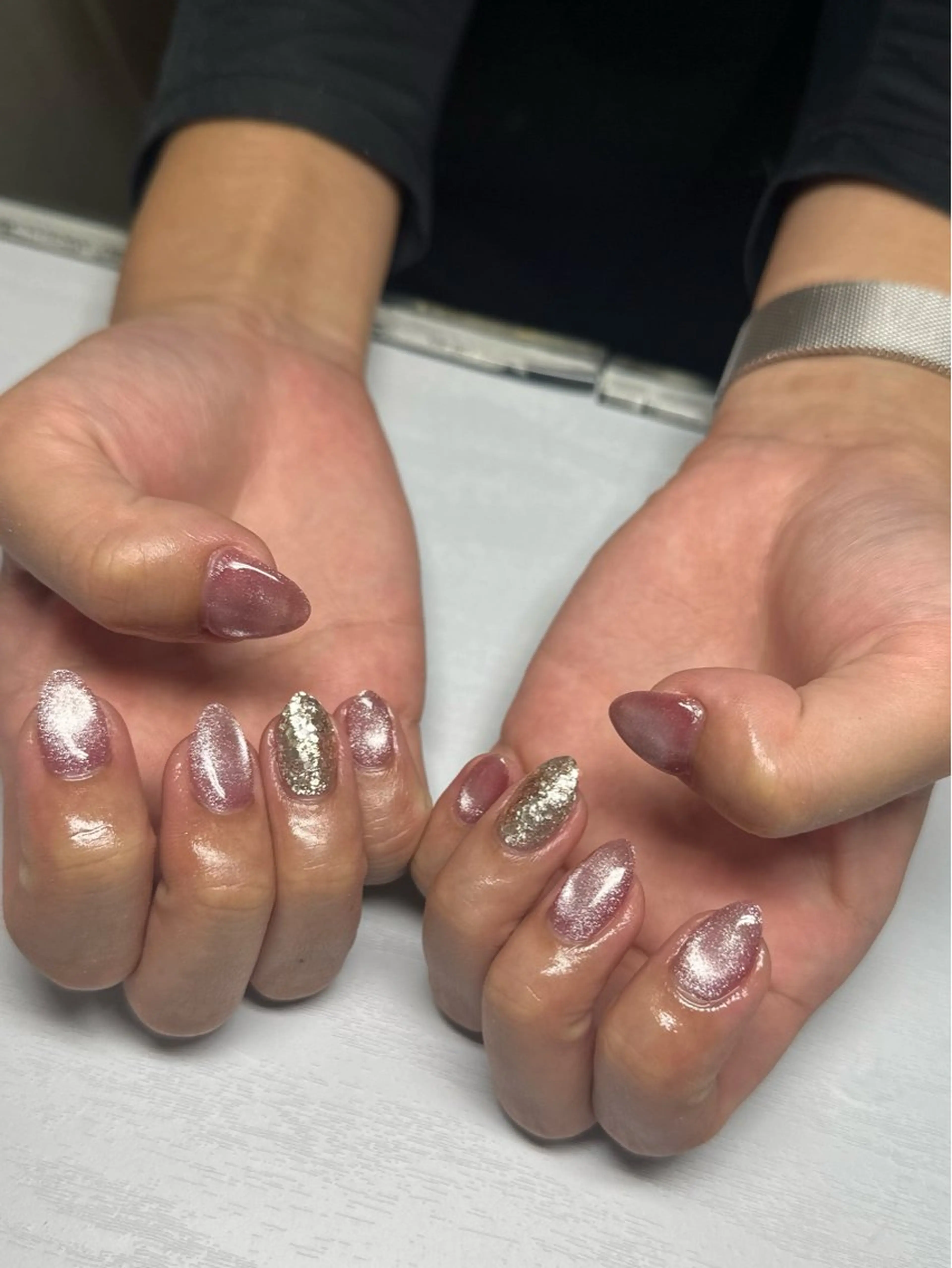 ネイル ラメ(グリッター) ワンカラーネイル ｎｙａｓｕ ｎａｉｌのネイルデザイン