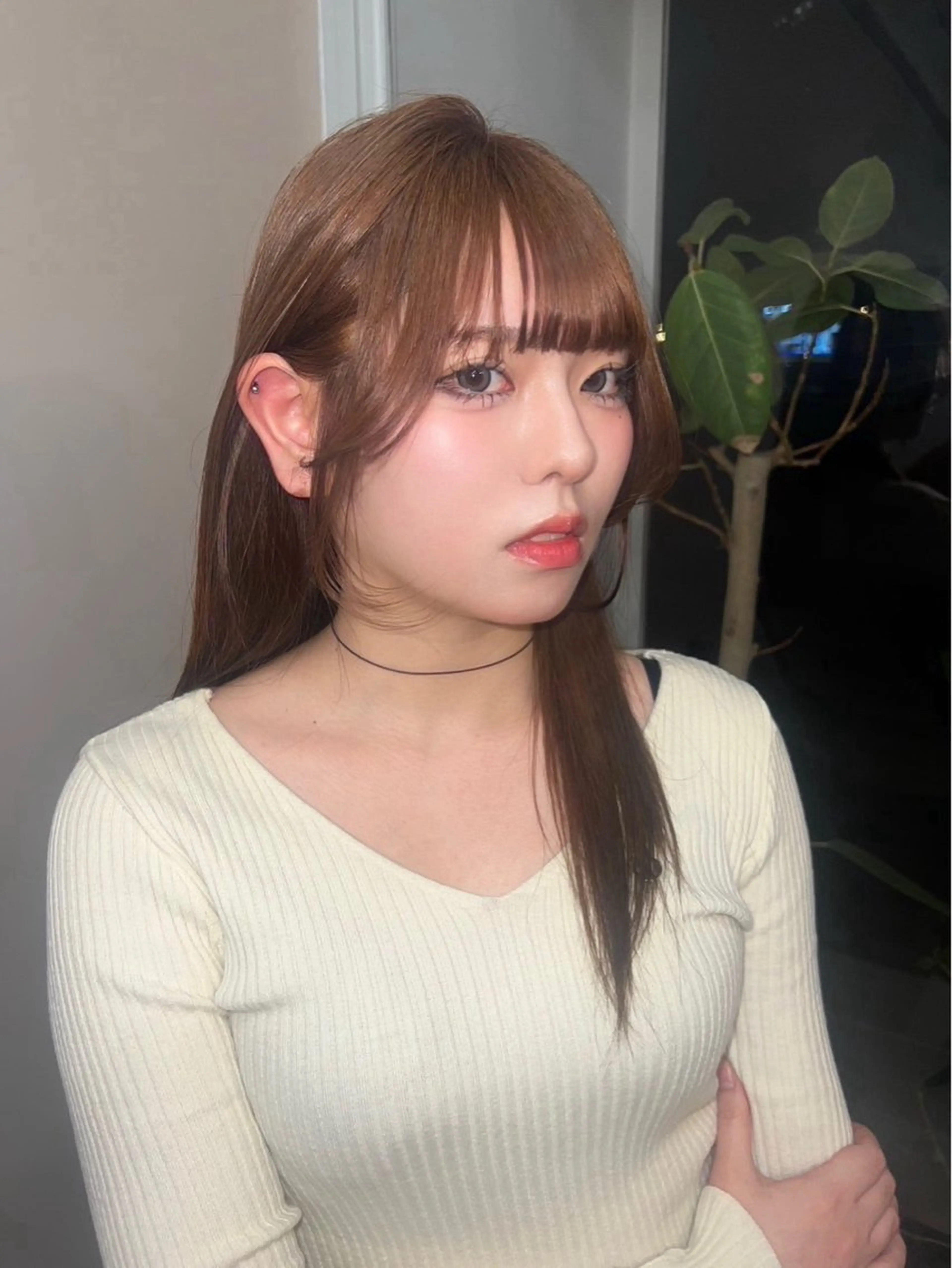 セミロング カラー 岡山ハイトーン・ ルーツカラー/こもものヘアスタイル