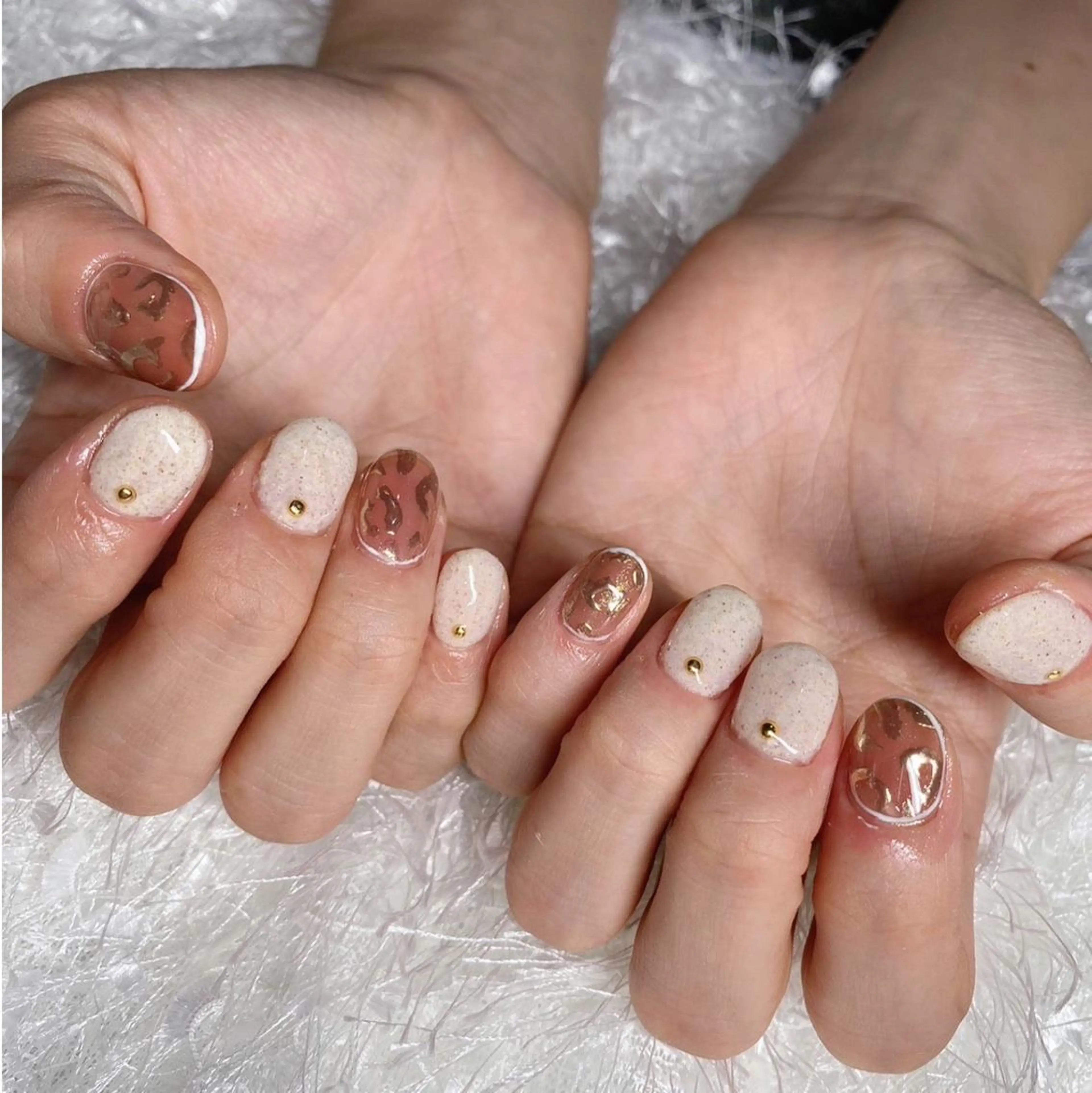 ネイル アニマル柄 長さ出し ジェルネイル グラデーション 韓国ネイル ハンドネイル Nail&eye Belire 新宿のネイルデザイン