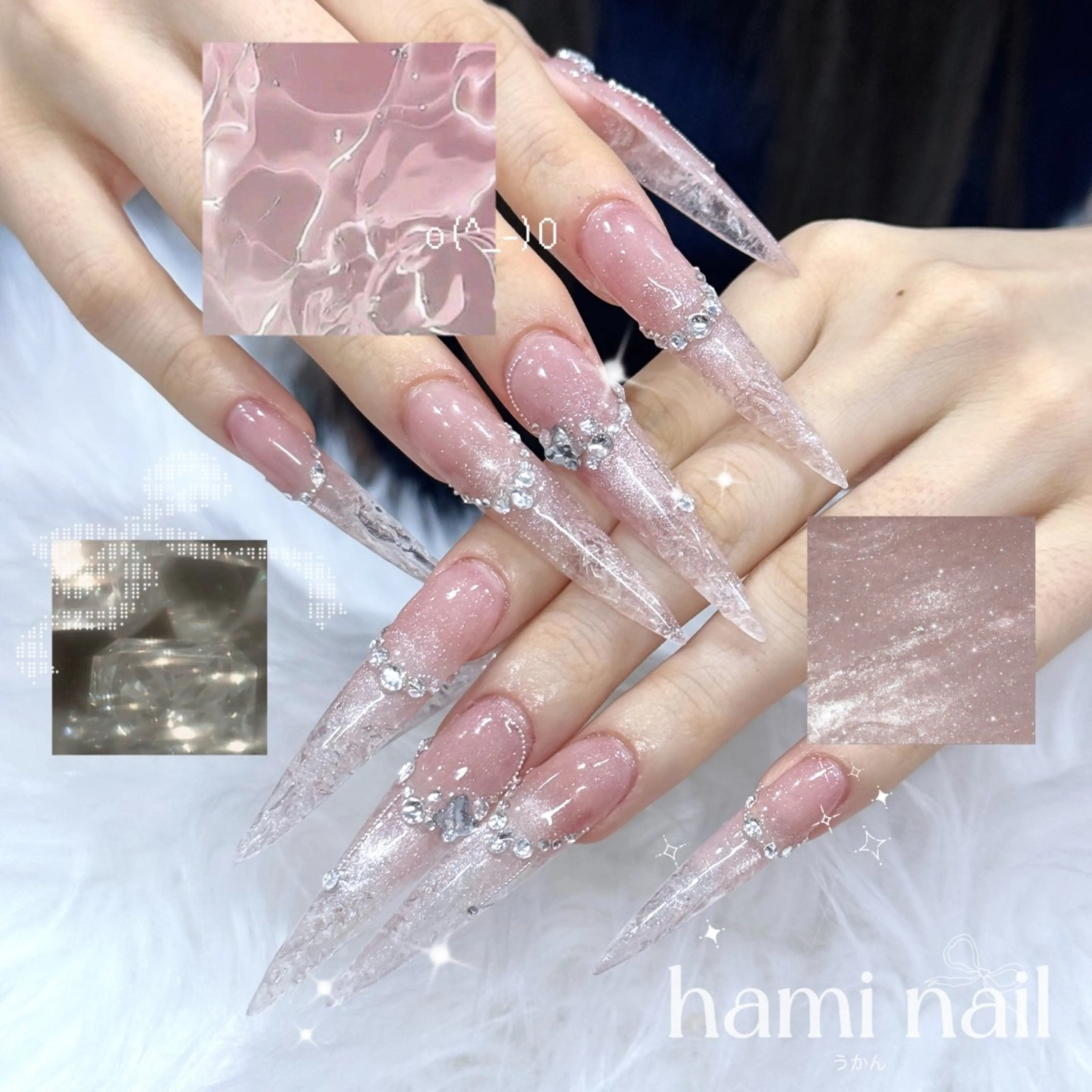 ネイル ハンドネイル 🎀うかん 🎀チップ長さ出しのネイルデザイン