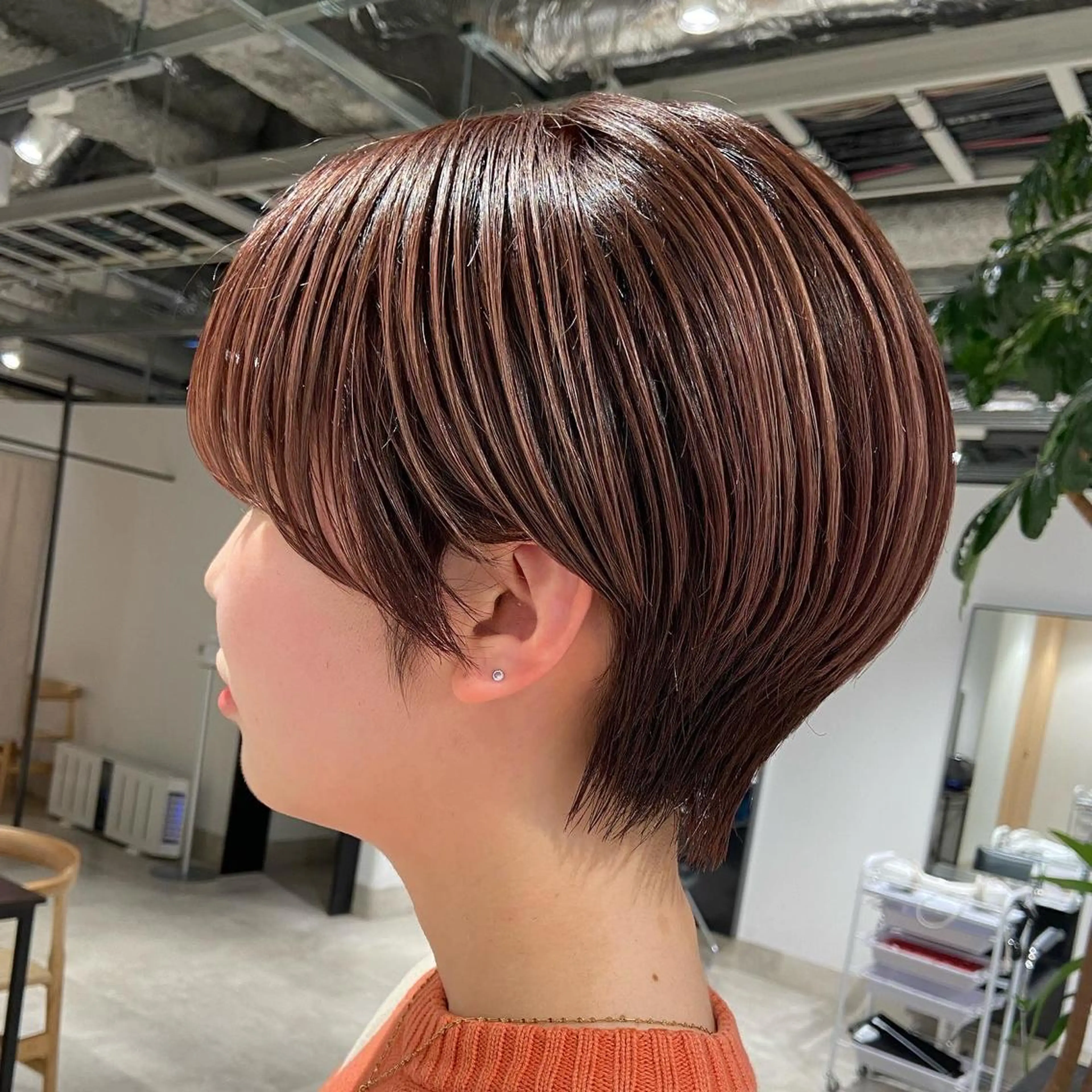 ショート カラー ベージュカラー ピンクカラー ピンクベージュ ショートヘア カット ヘアカラー 大人ヘア/ショート/ ボブ/レイヤーのヘアスタイル