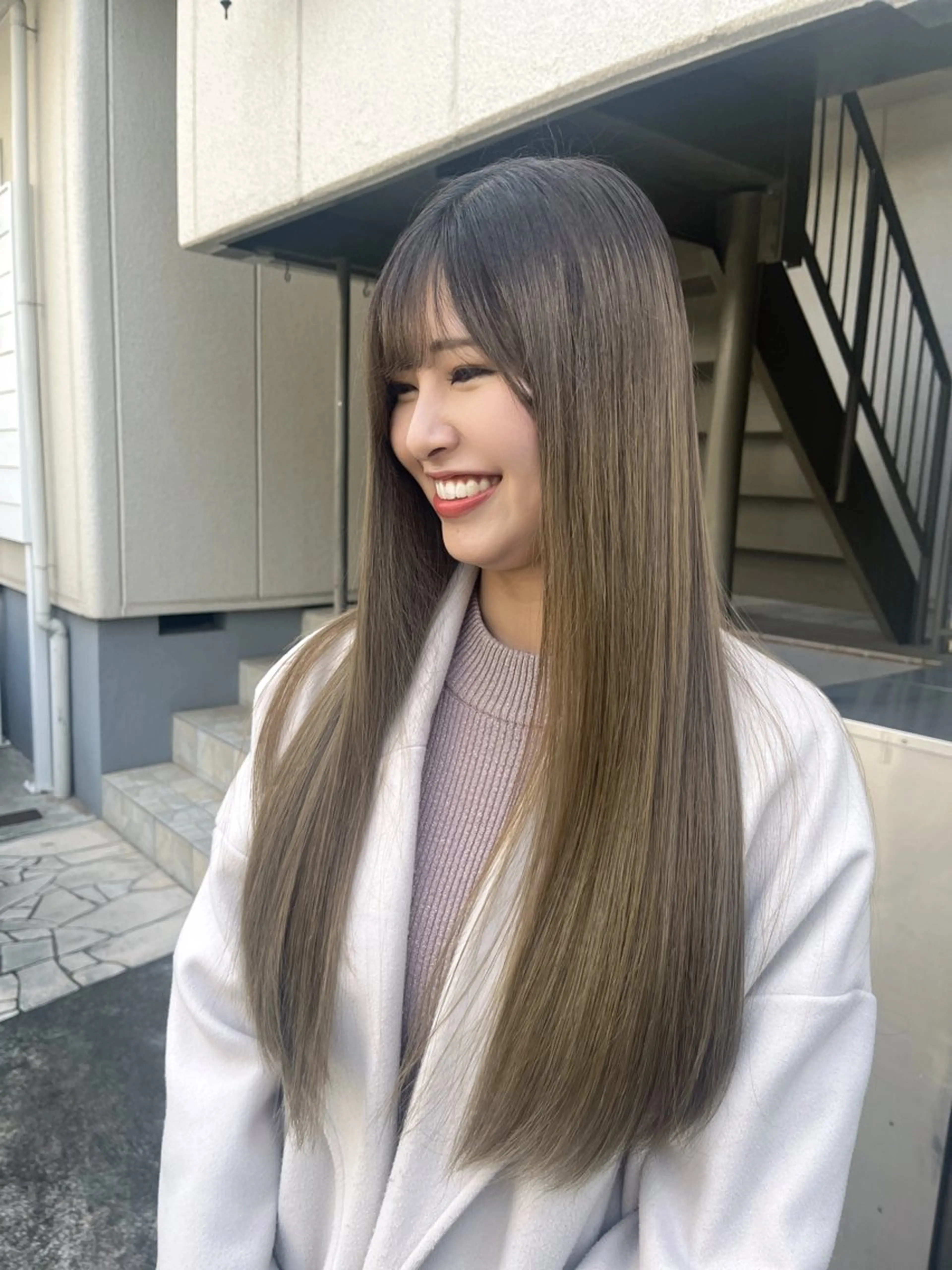 ロング カラー アクアカラー 髪質改善 韓国風ヘア トリートメント みほ/髪質改善/ モード/ニュアンスのヘアスタイル