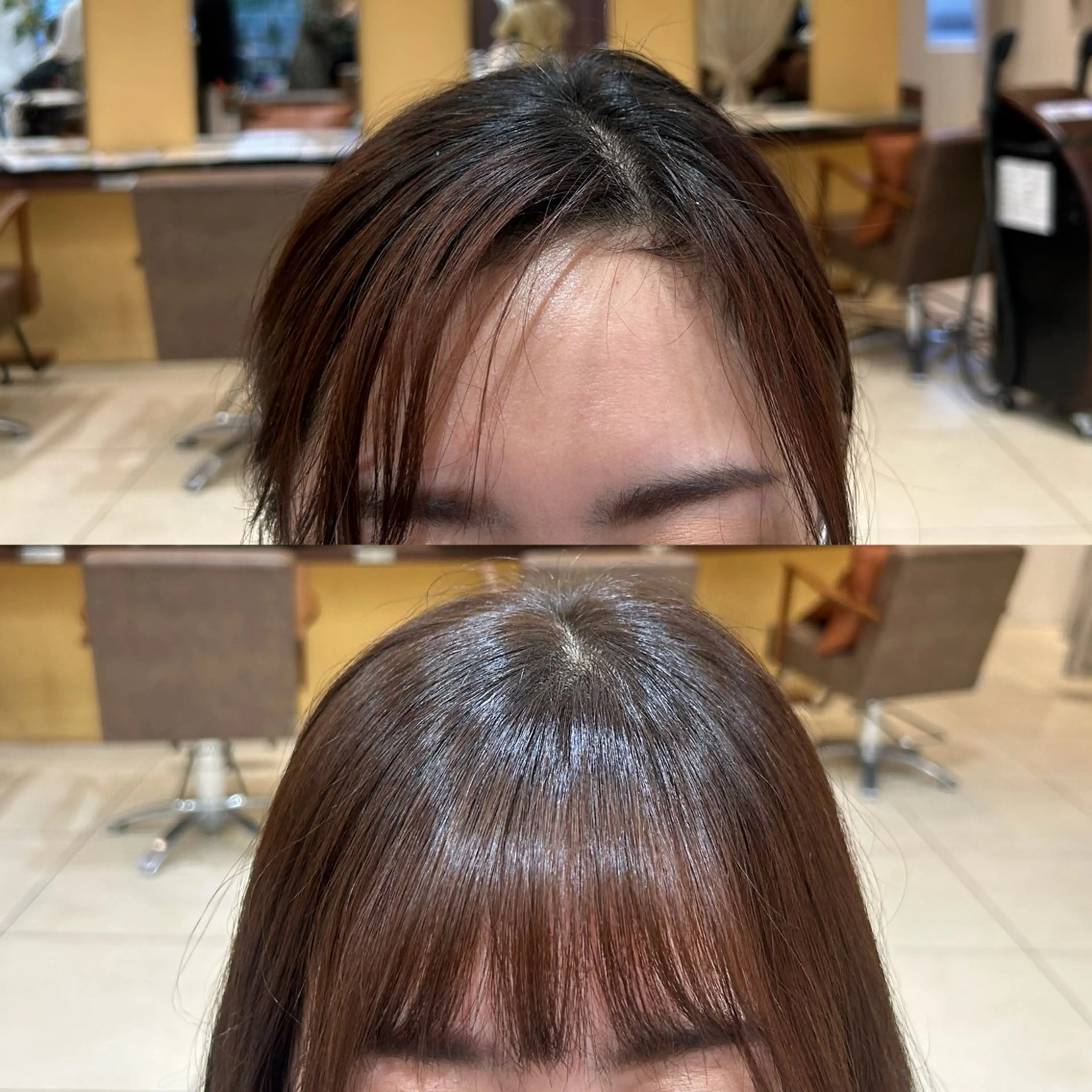 前髪の分かれ癖や浮き癖をなおす👀クロスパーマ！！前髪カットと髪質改善トリートメントも一緒に🌟の写真