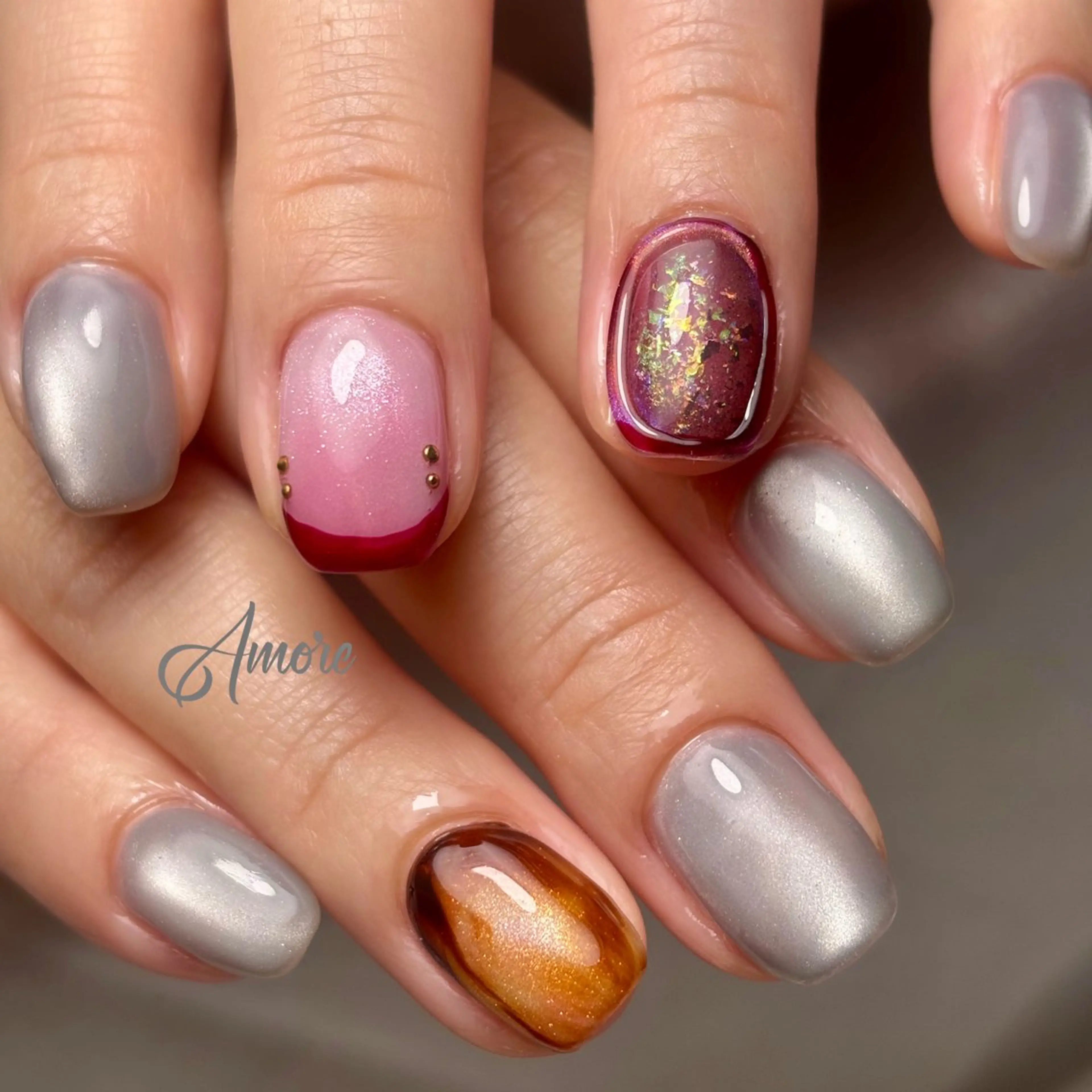 ネイル 桜ネイル ジェルネイル キラキラネイル 韓国ネイル マグネットネイル You kyehwaのネイルデザイン