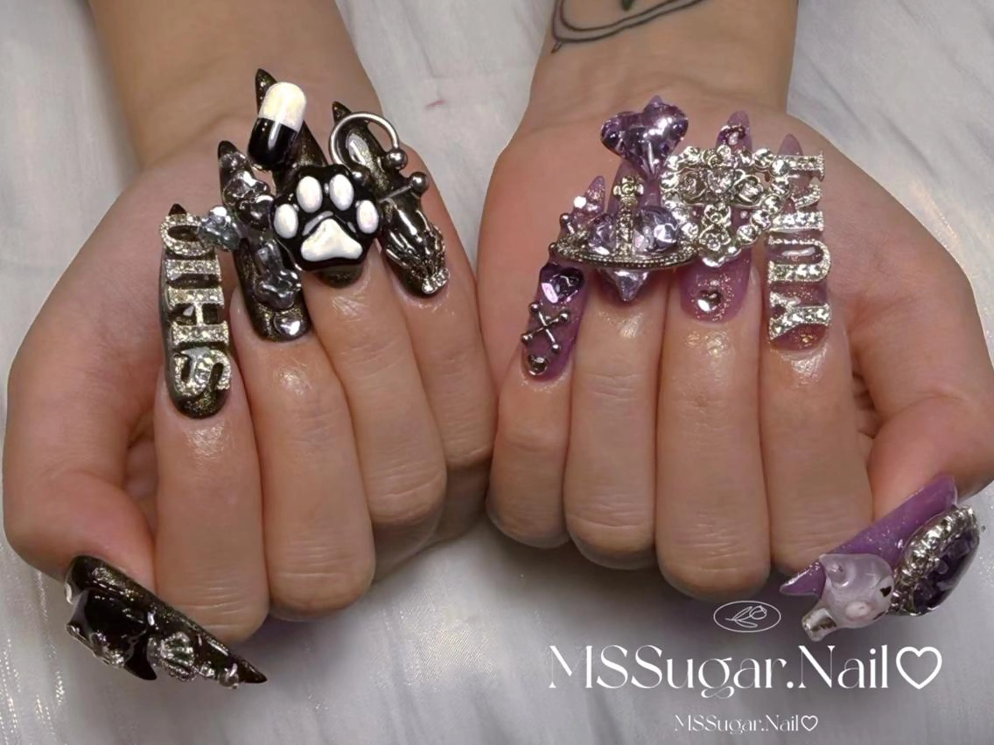 ネイル ハロウィン ロングネイル マグネットネイル スカルプネイル ネイルチップ MSSugar Nailのネイルデザイン
