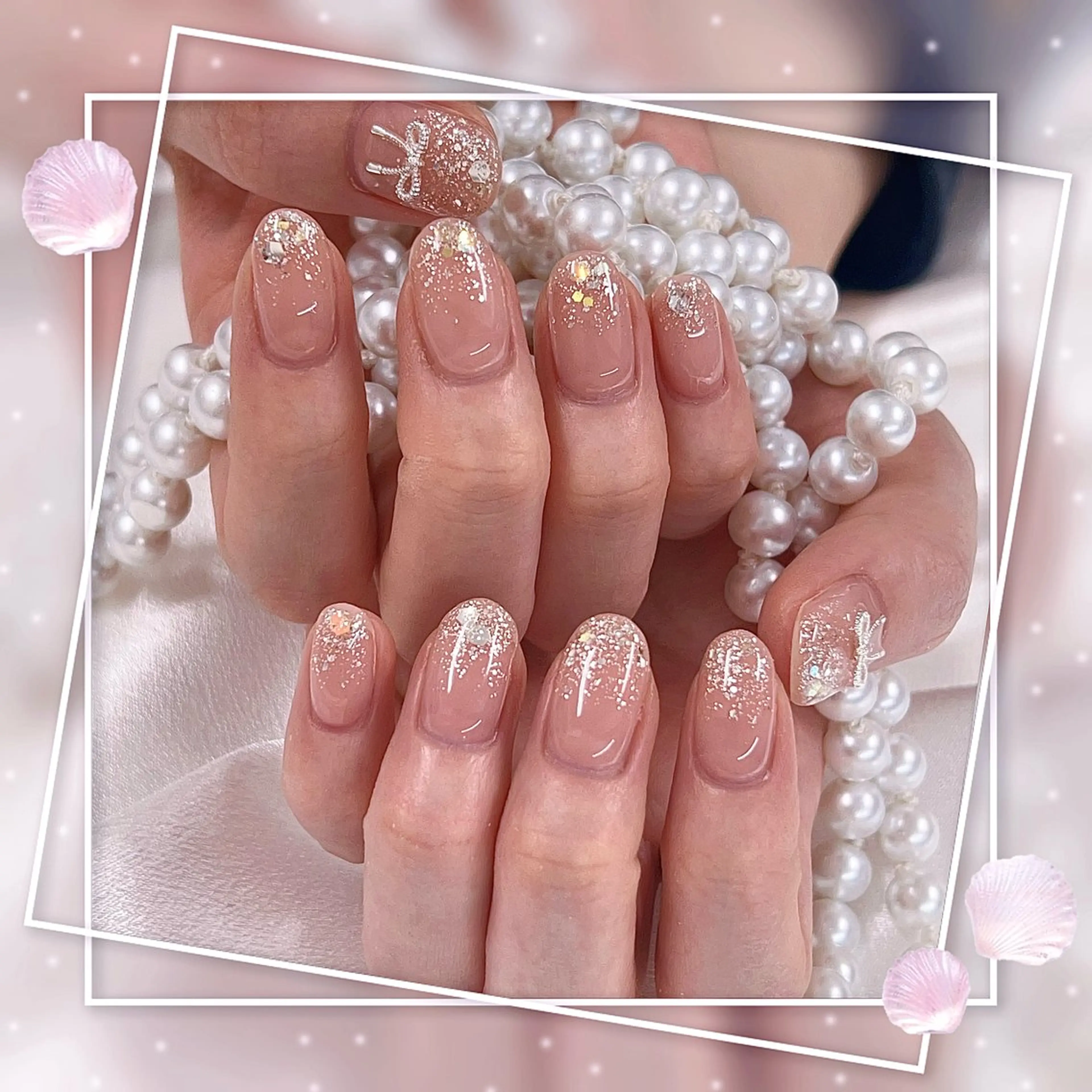 ネイル フレンチネイル グラデーション キラキラネイル 韓国ネイル マグネットネイル ハンドネイル Chill Nailsalonのネイルデザイン