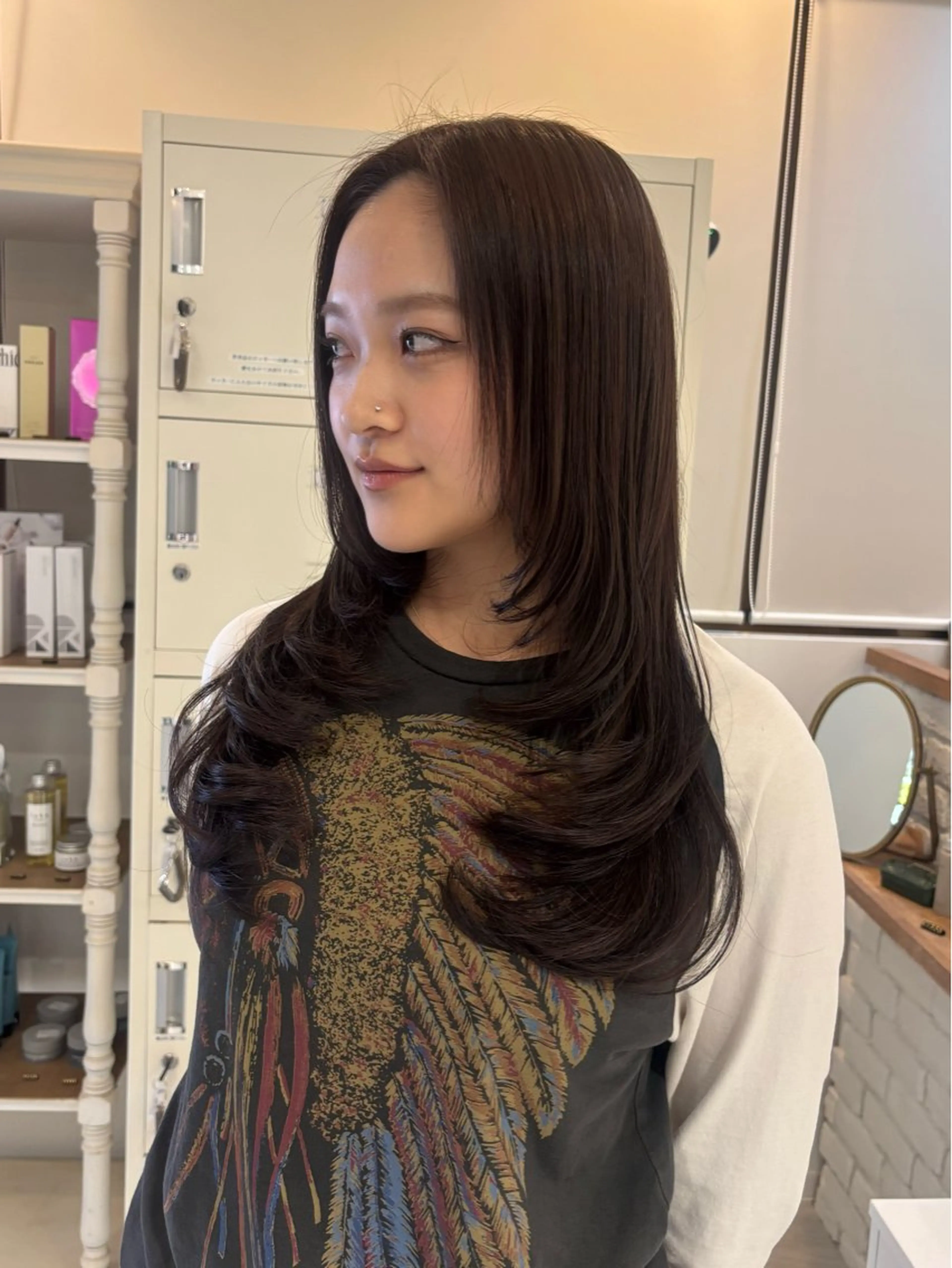 ロング カラー レイヤーカット カット ヘアカラー トリートメント にゅーかわいいヘア♡ おがわゆいり౨ৎのヘアスタイル