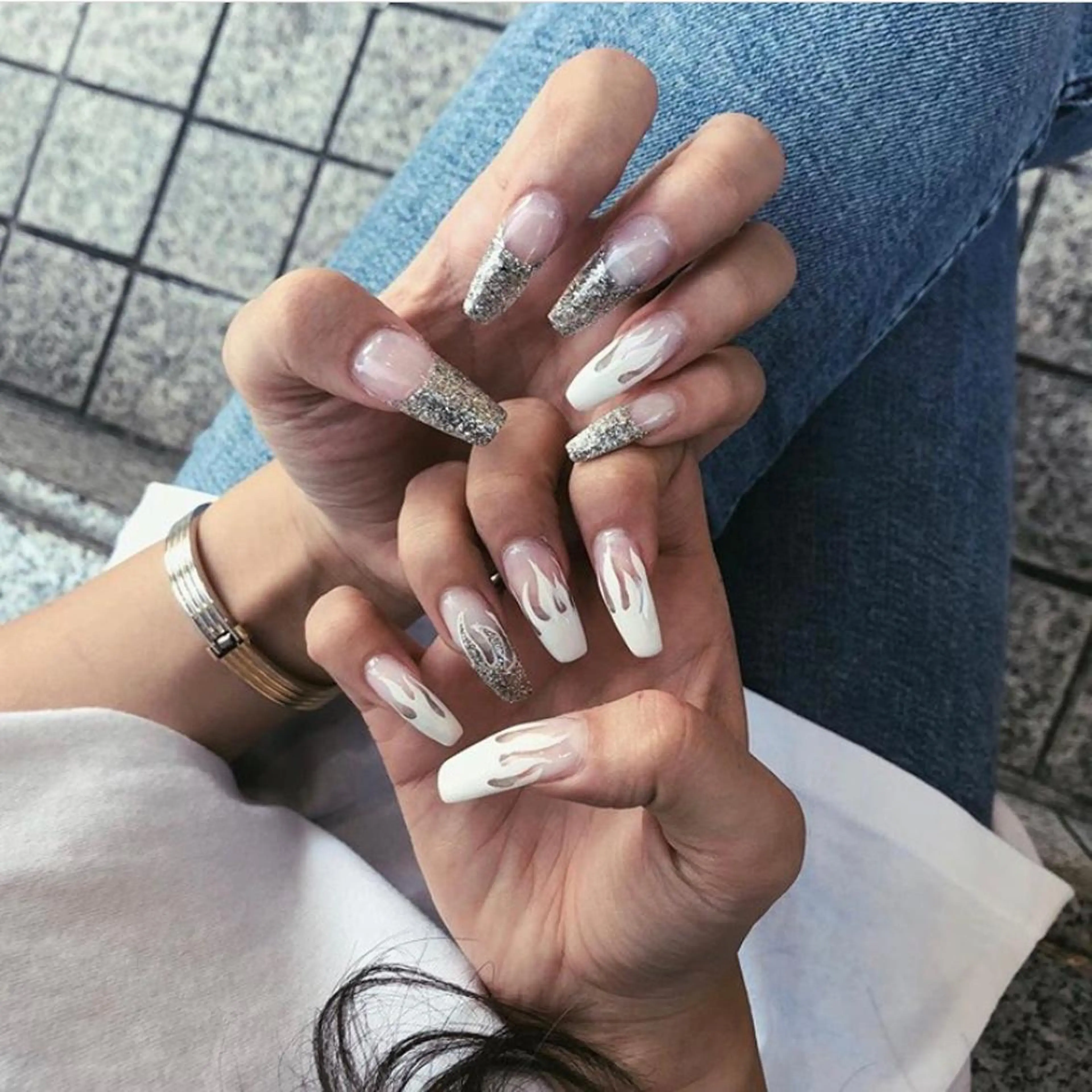 ネイル フレンチネイル ラメ(グリッター) NailAVANCE miyuのネイルデザイン