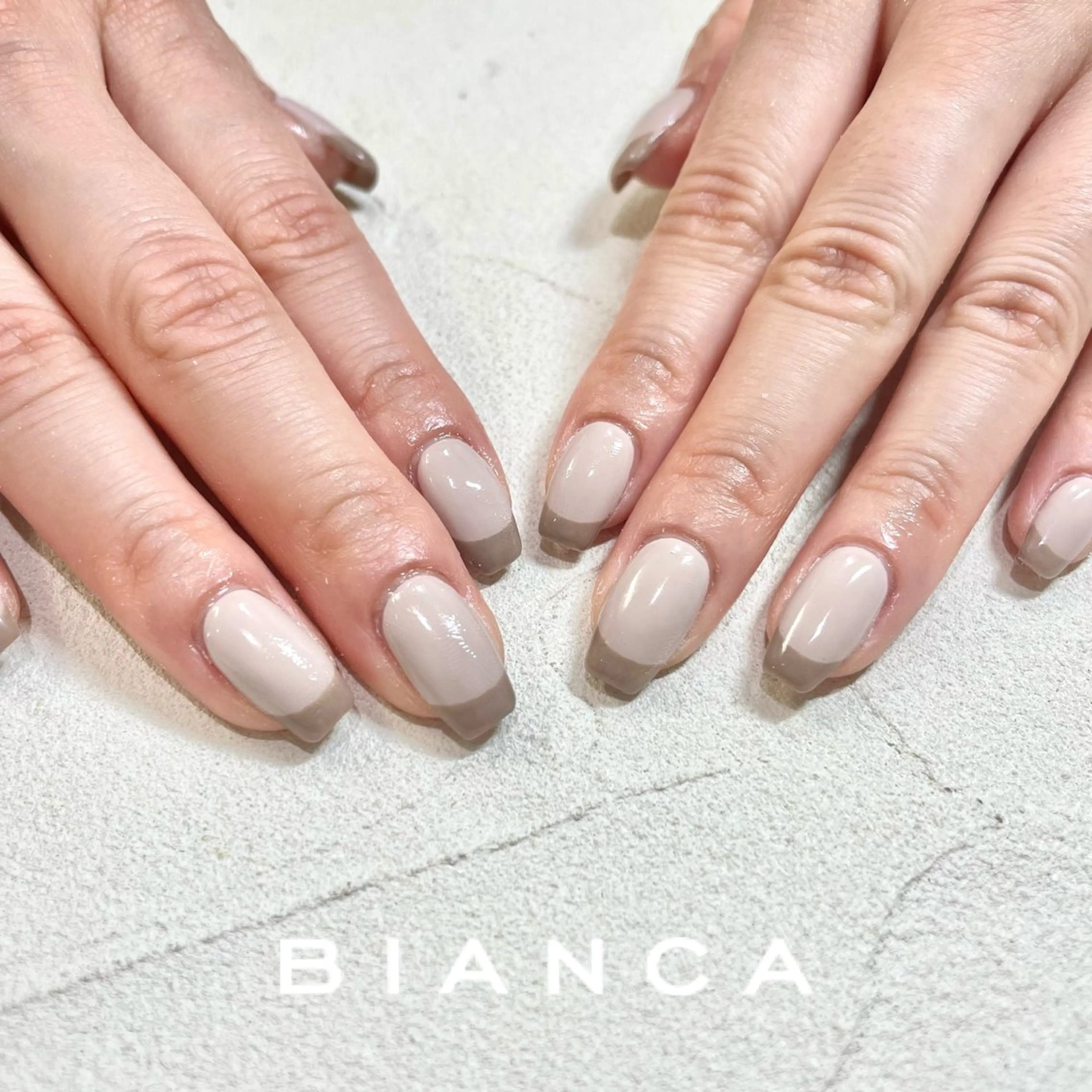 ネイル ブラウン フレンチネイル Bianca‎🤍 WATANABEのネイルデザイン