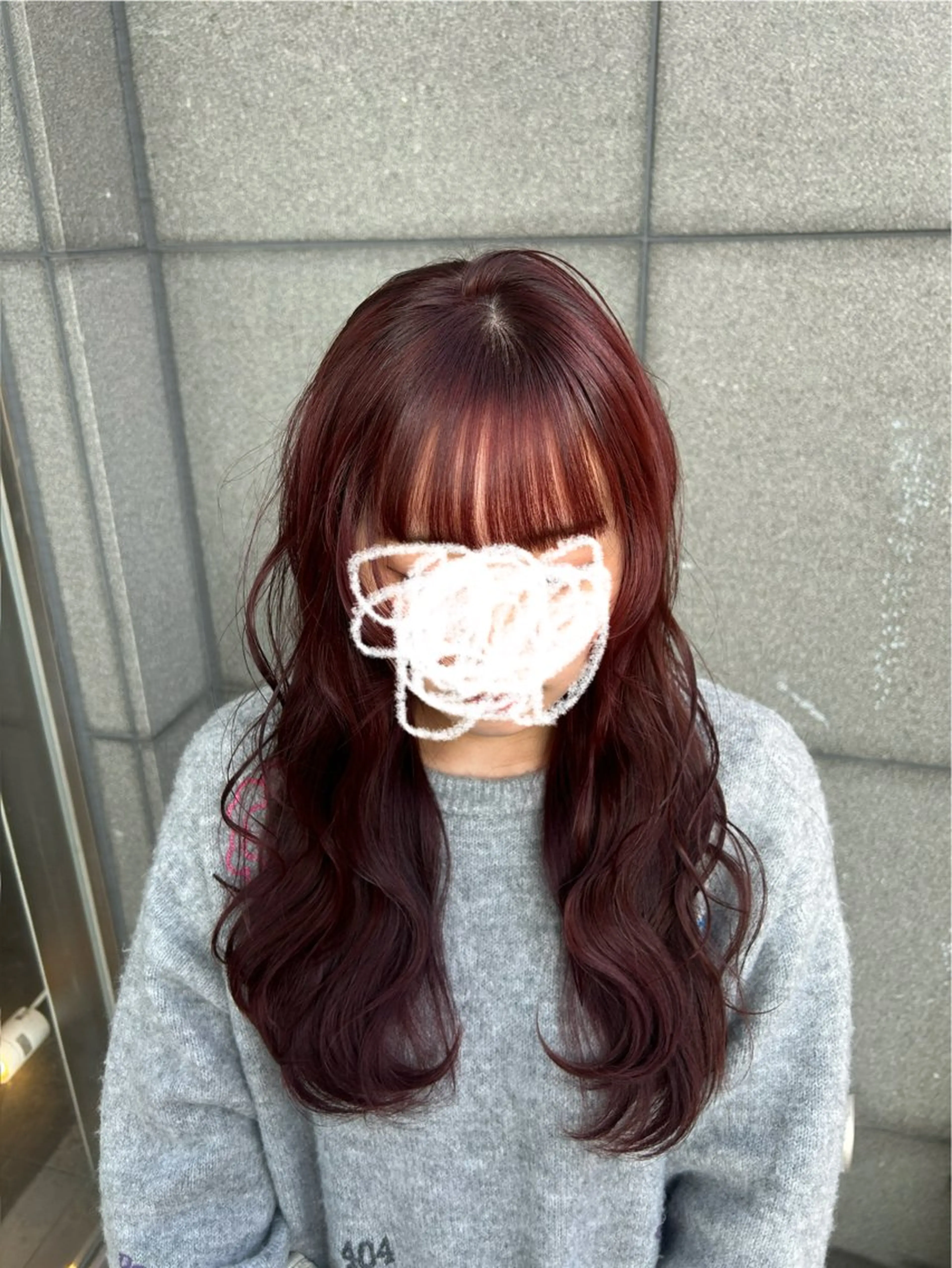 ロング カラー レッドカラー カット ヘアカラー 阪田 真奈未のヘアスタイル