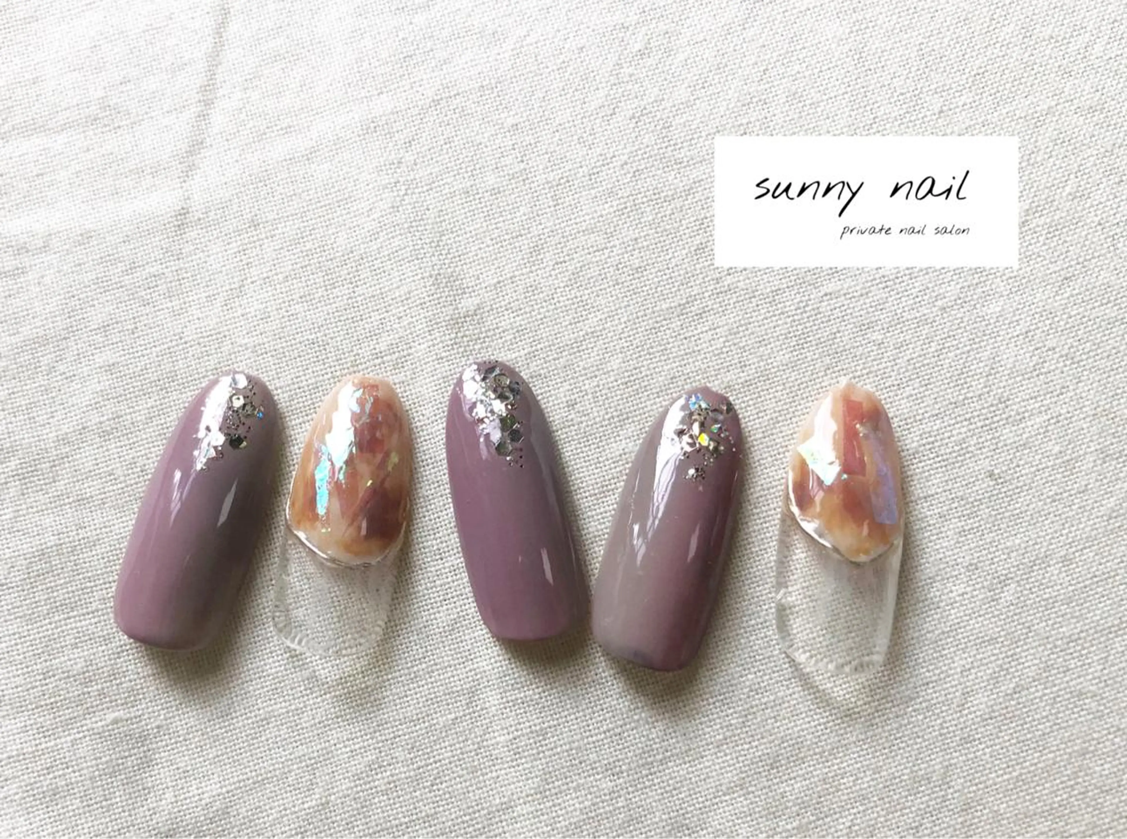 ネイル アートネイル ボルドー ブラウン ジェルネイル ミラーネイル sunny nailのネイルデザイン