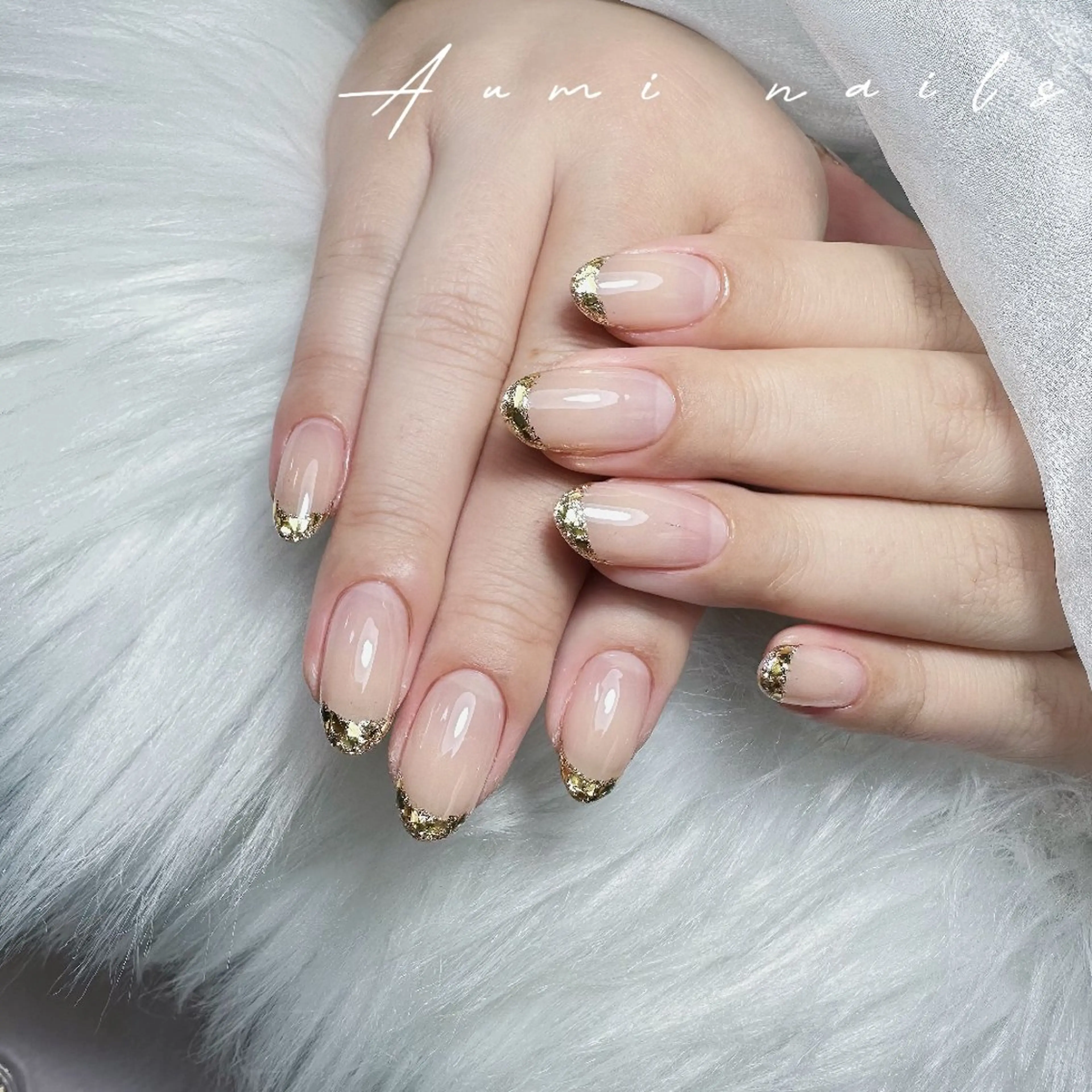 ネイル フレンチネイル ガラスフレンチ 🍁Ayumi 💐 Nailsのネイルデザイン