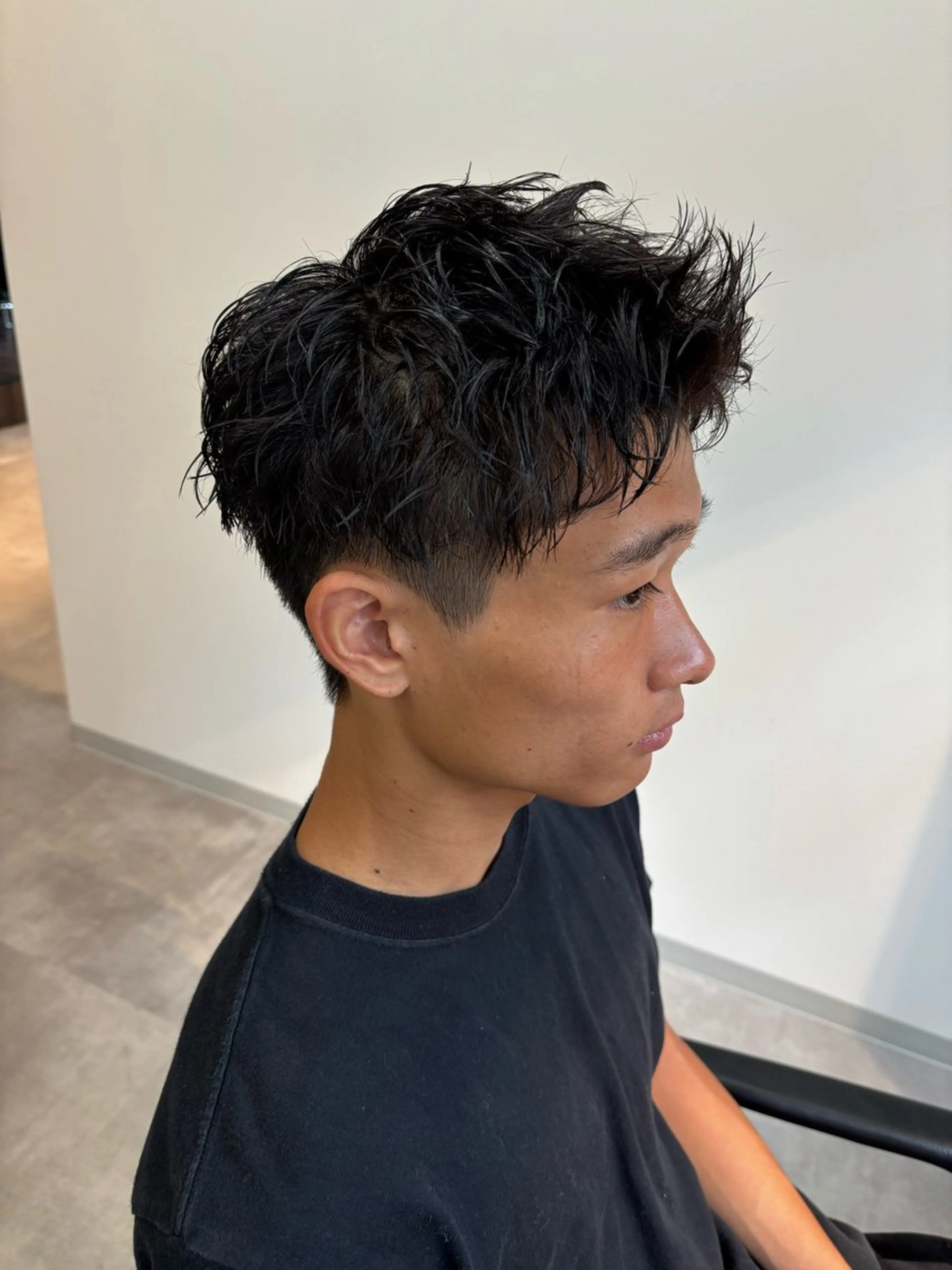 メンズ アップバング 刈り上げ カット 保立/フェザーパーマ /メンズカット千葉のヘアスタイル