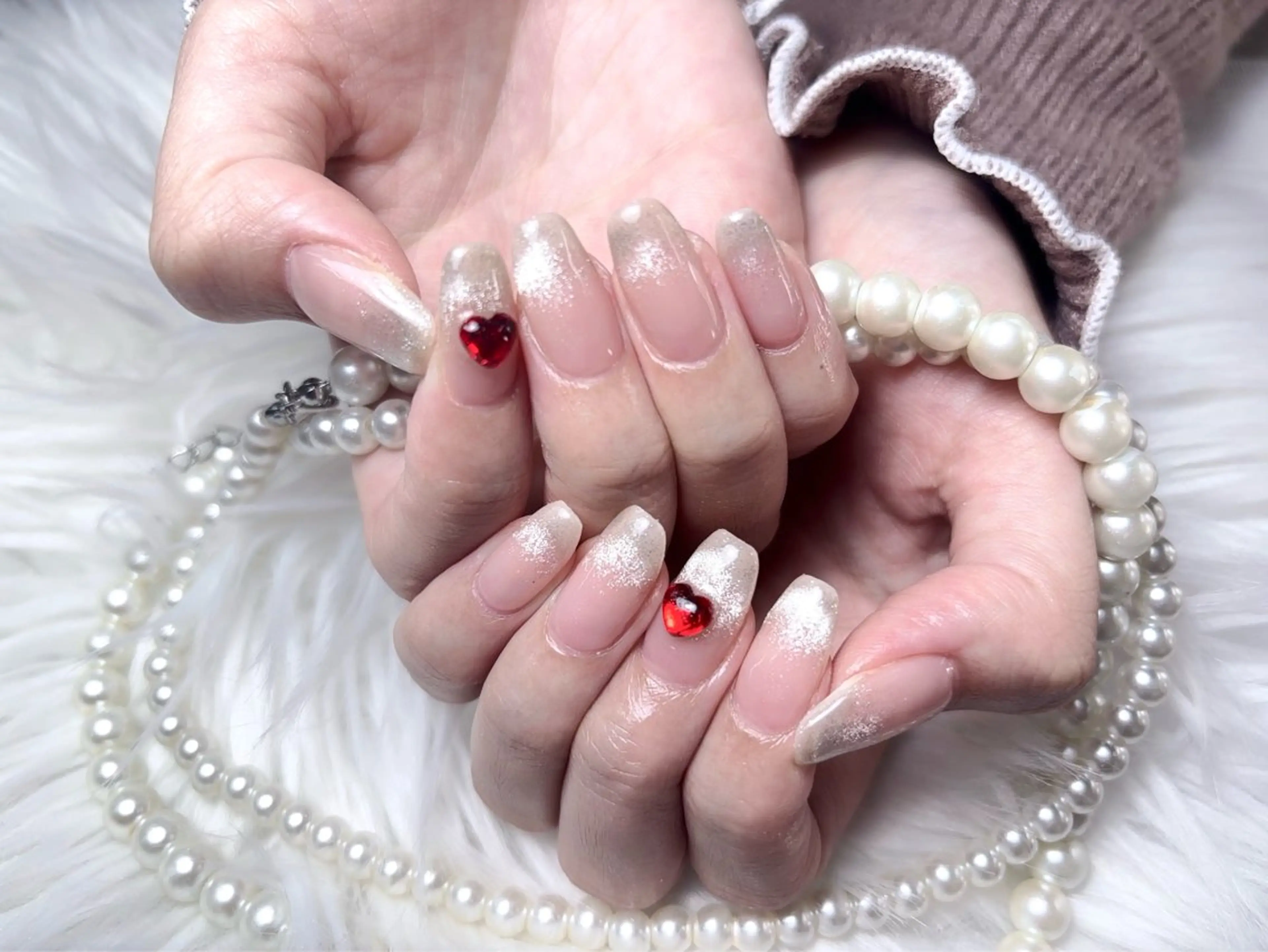 ネイル 長さ出し フレンチネイル ジェルネイル ガラスフレンチ 韓国ネイル ハンドネイル ハンドケア For U nail スカルプ専門店のネイルデザイン