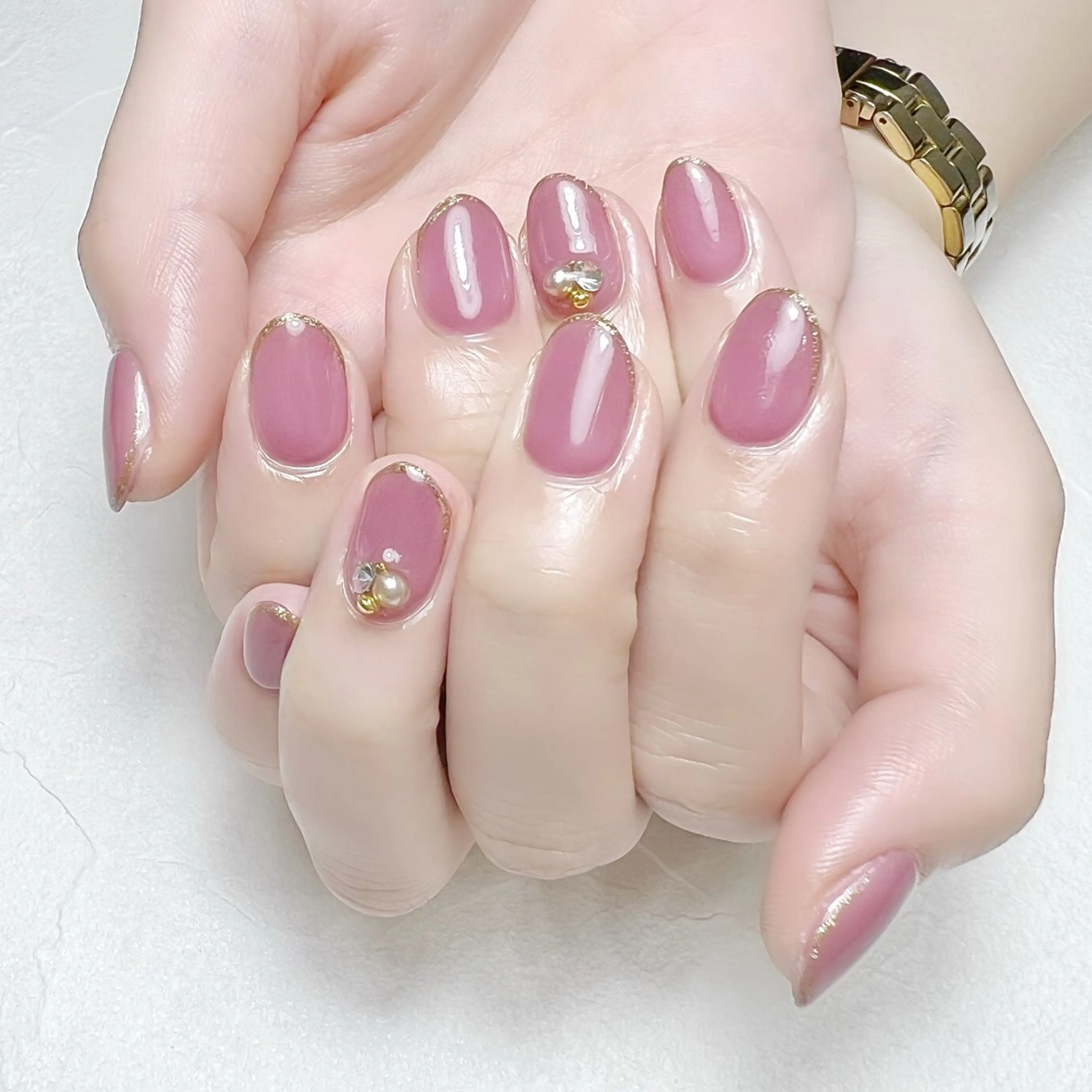 ネイル ガーリー ラメ(グリッター) オフィスネイル rouse nail RISATOのネイルデザイン