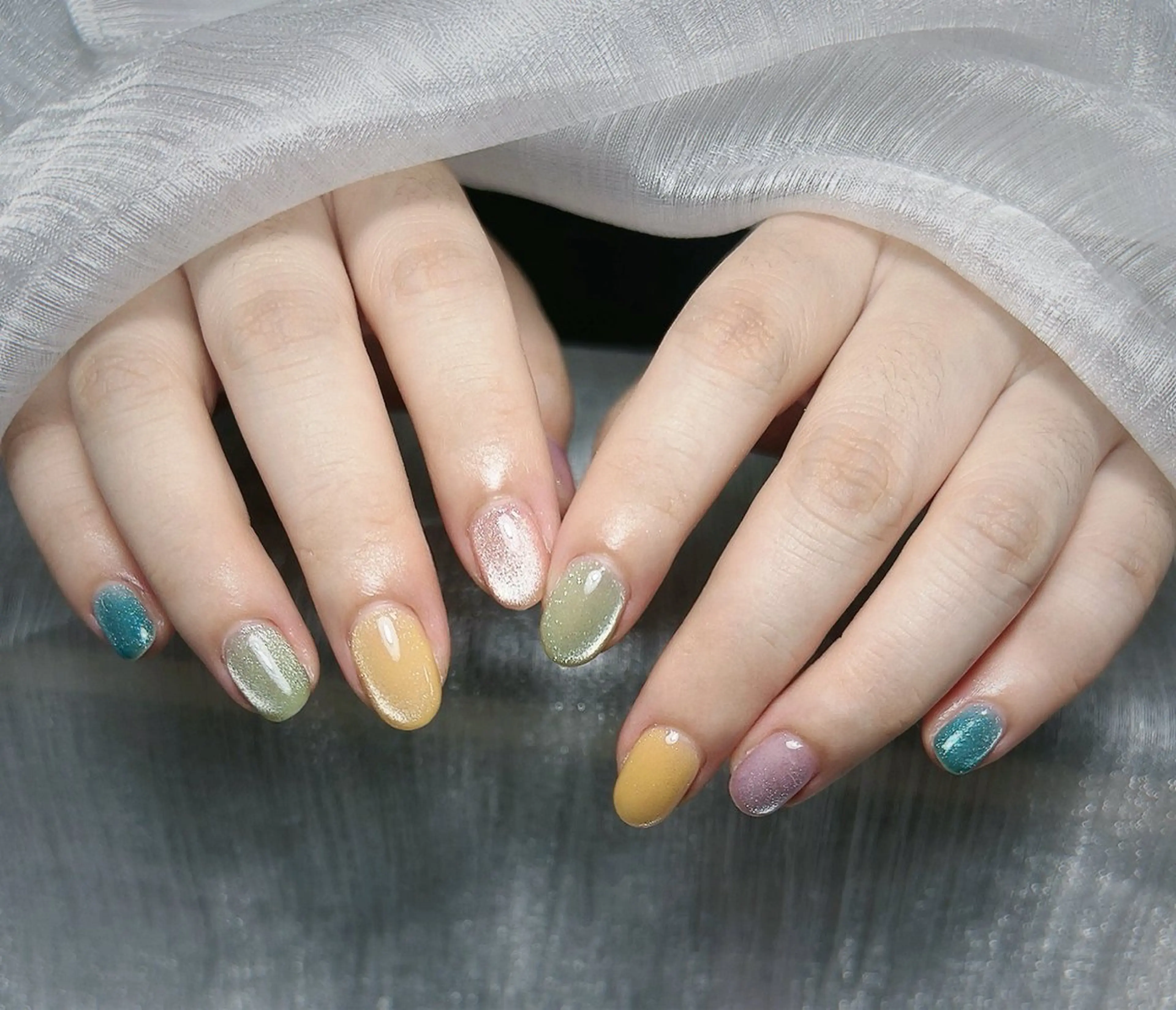 ミディアム ハンドネイル ハンドケア 💕Dreamy KIYO💕のネイルデザイン