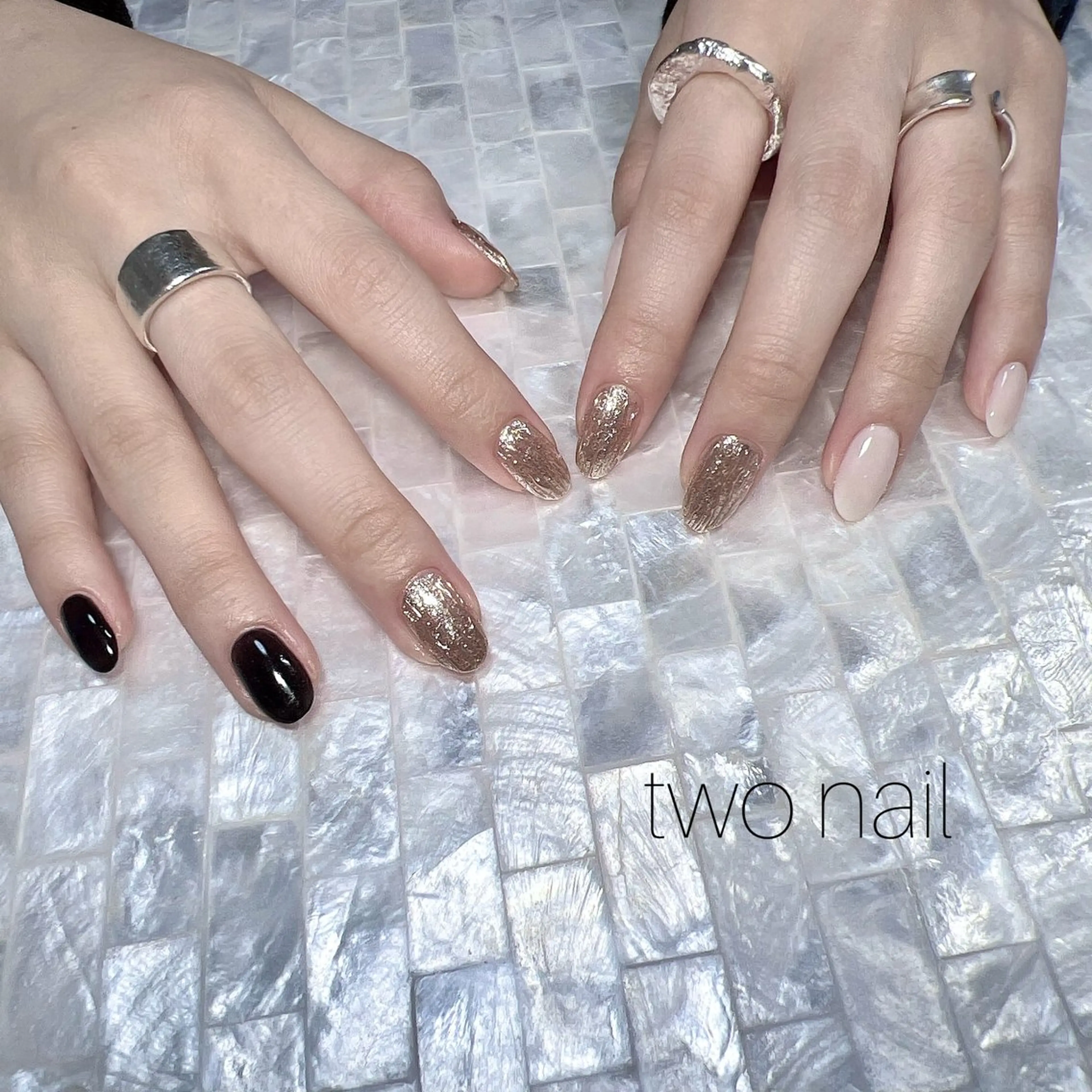 ネイル アートネイル ネイルチップ ホワイト ハンドネイル two nailのネイルデザイン