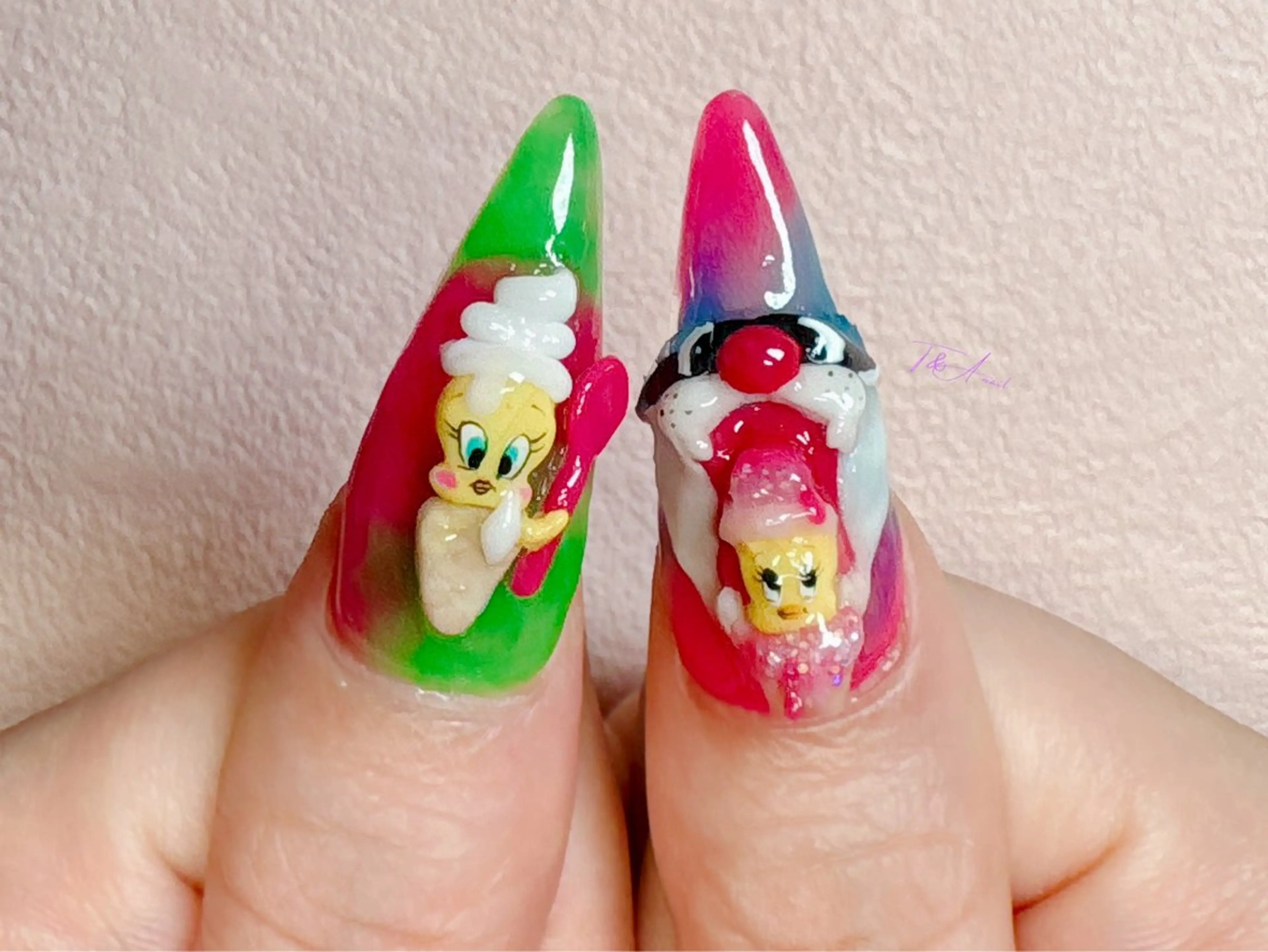 ネイル 長さ出し ジェルネイル ロングネイル マットネイル スカルプネイル T&A nailのネイルデザイン