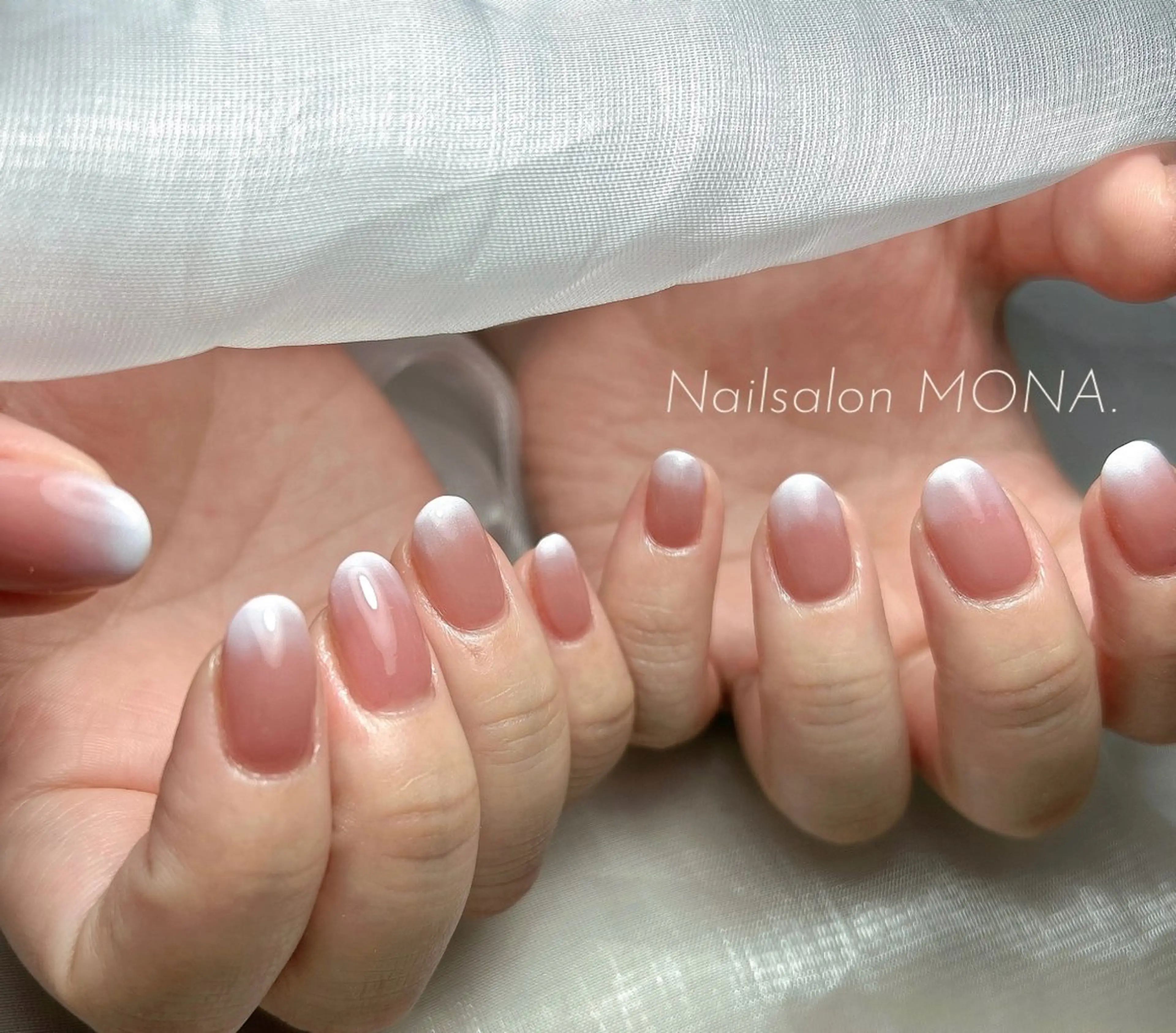ネイル ピンク ホワイト ハンドネイル Nailsalon MONA.のネイルデザイン