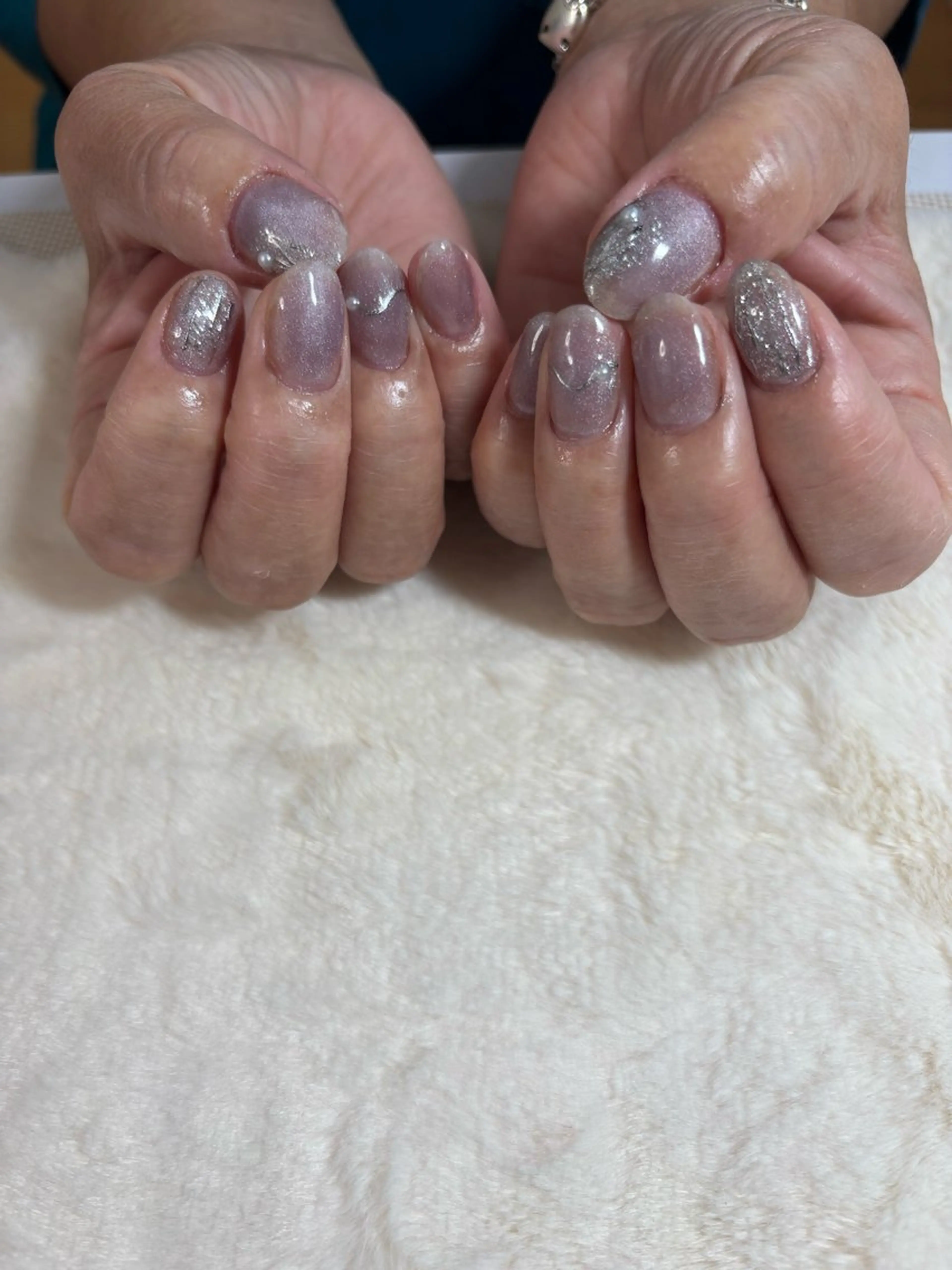 ネイル アートネイル マグネットネイル ミラーネイル シルバー ハンドネイル Coconail 恭子のネイルデザイン