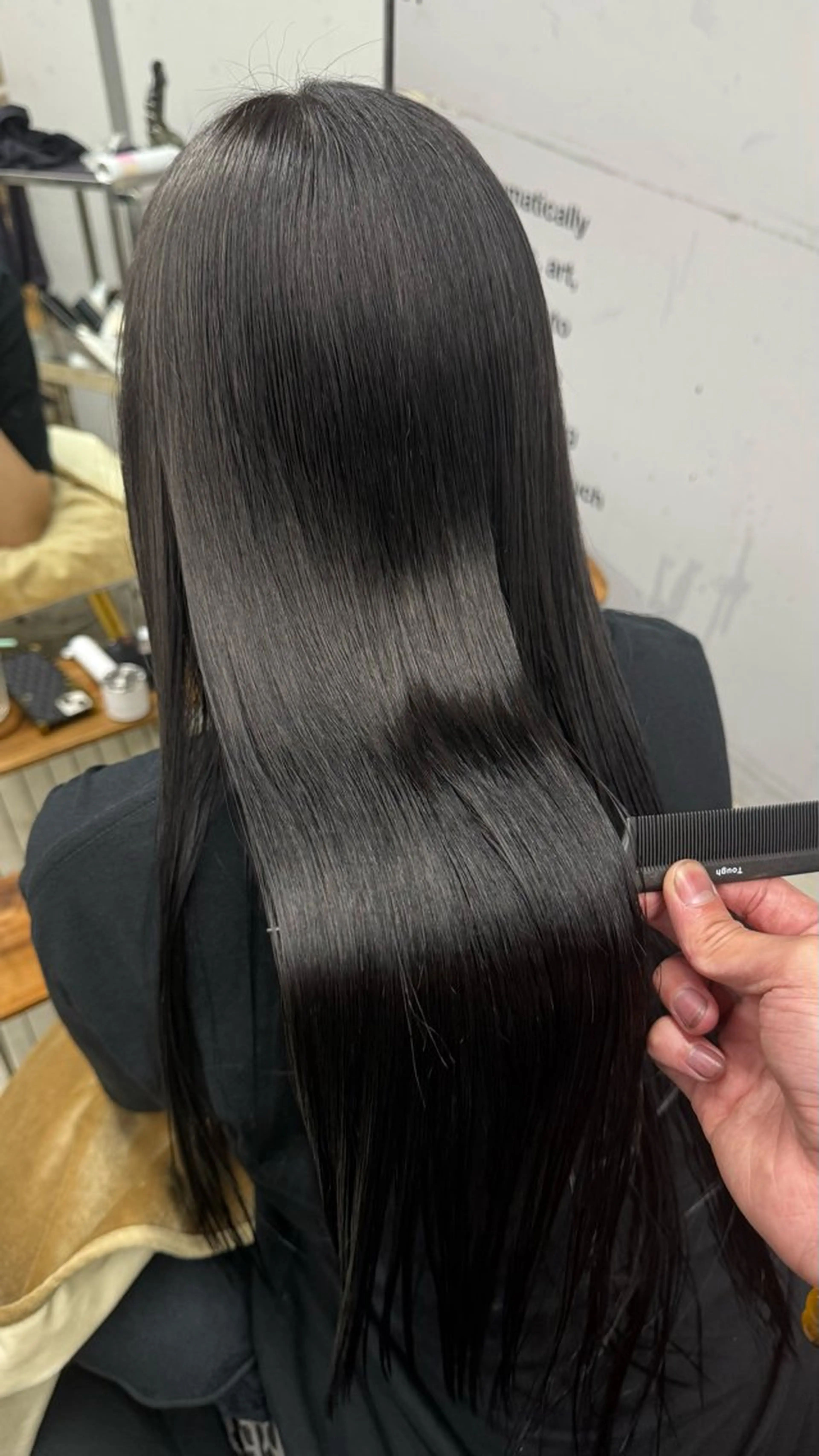 ミディアム 伸ばしかけ 縮毛矯正 ヘアカラー トリートメント 髪質改善縮毛矯正 ／💎shu💎のヘアスタイル