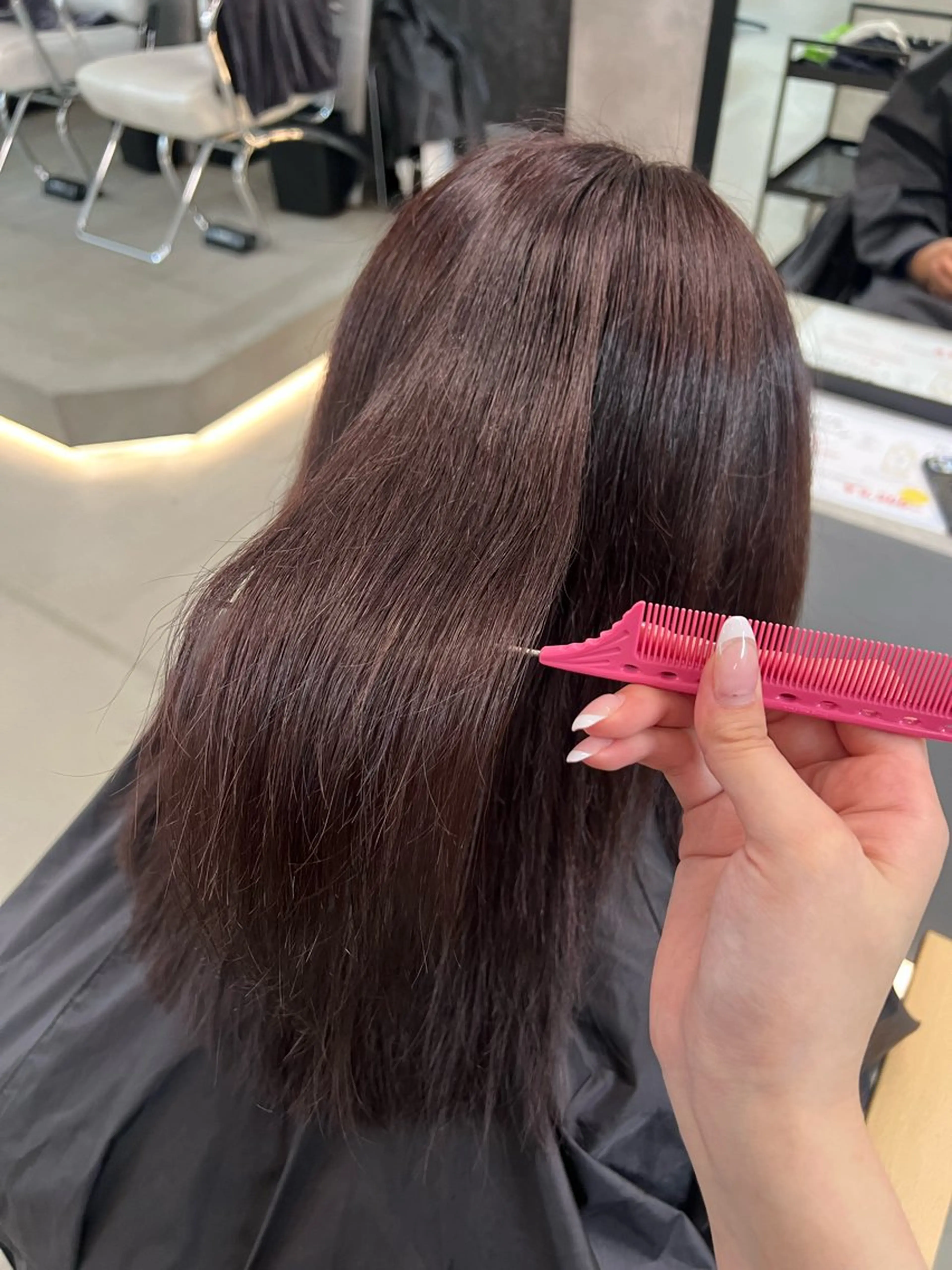 ミディアム ピンクブラウン 韓国レイヤー/髪質 改善/RIRIKOのヘアスタイル