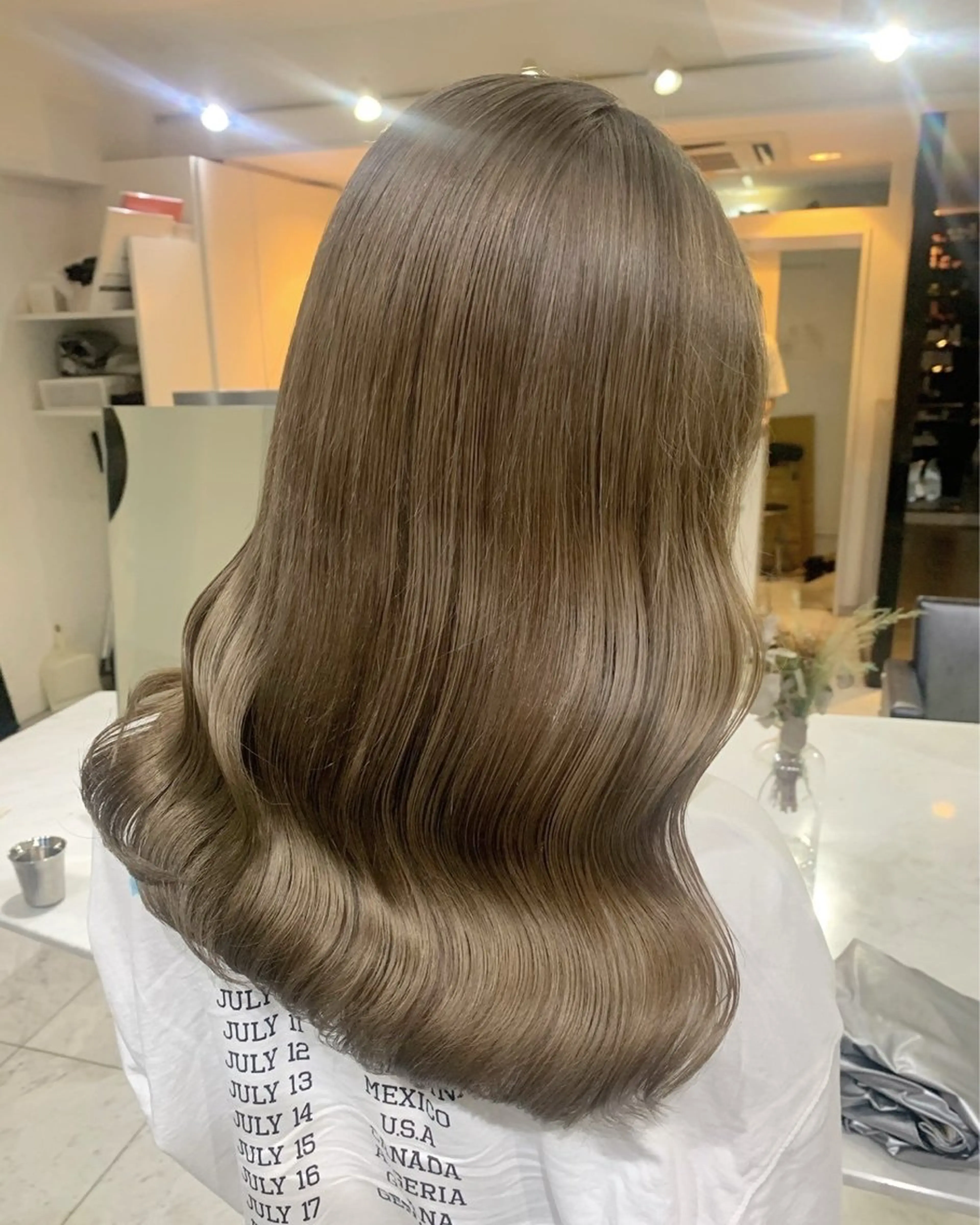 ロング カラー ハイライト白髪ぼかし メンズパーマ渋谷のヘアスタイル