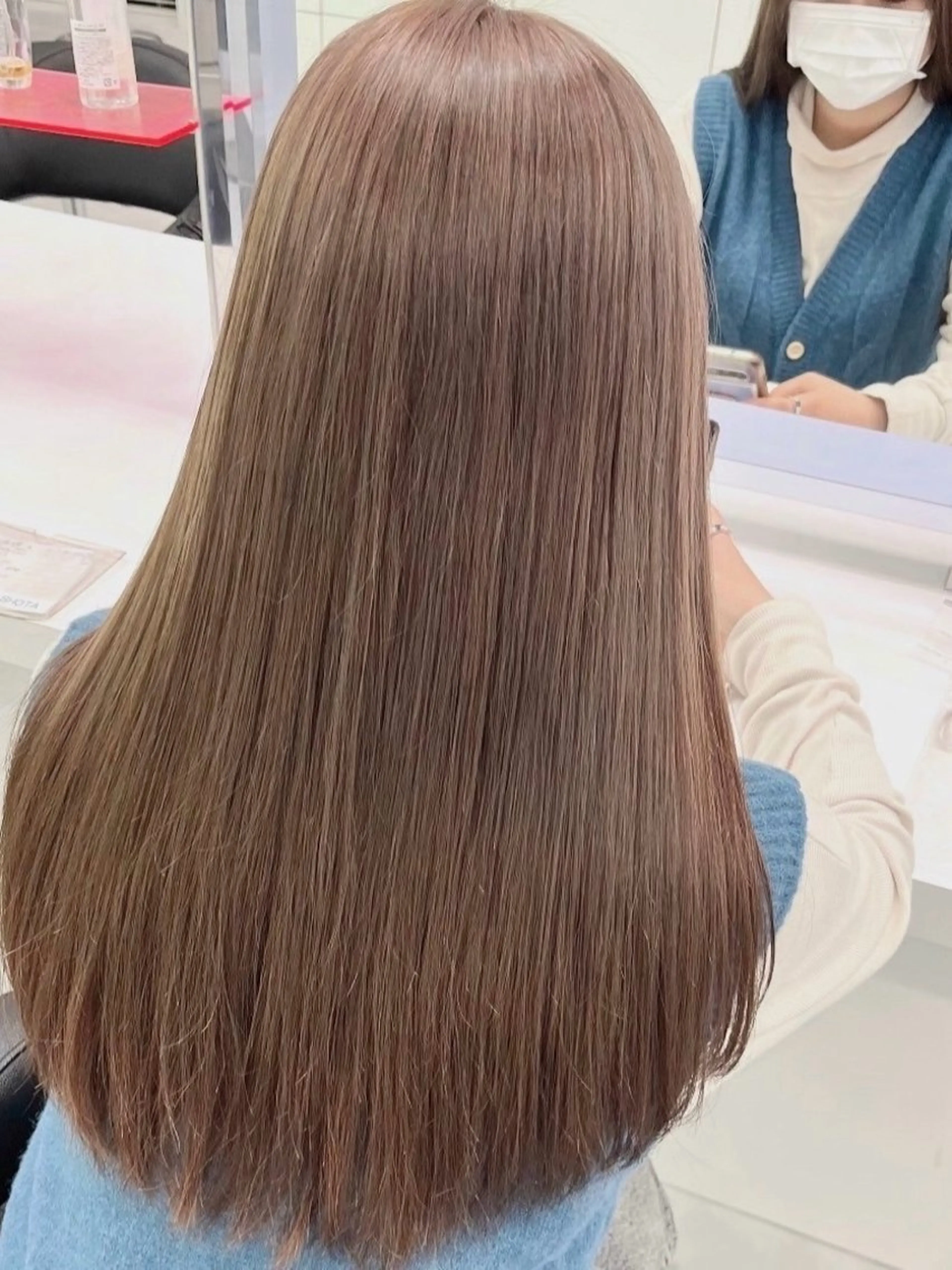 セミロング カラー カット ヘアカラー トリートメント ヘッドスパ ハイトーン/ベージュ デザイン/りくとのヘアスタイル