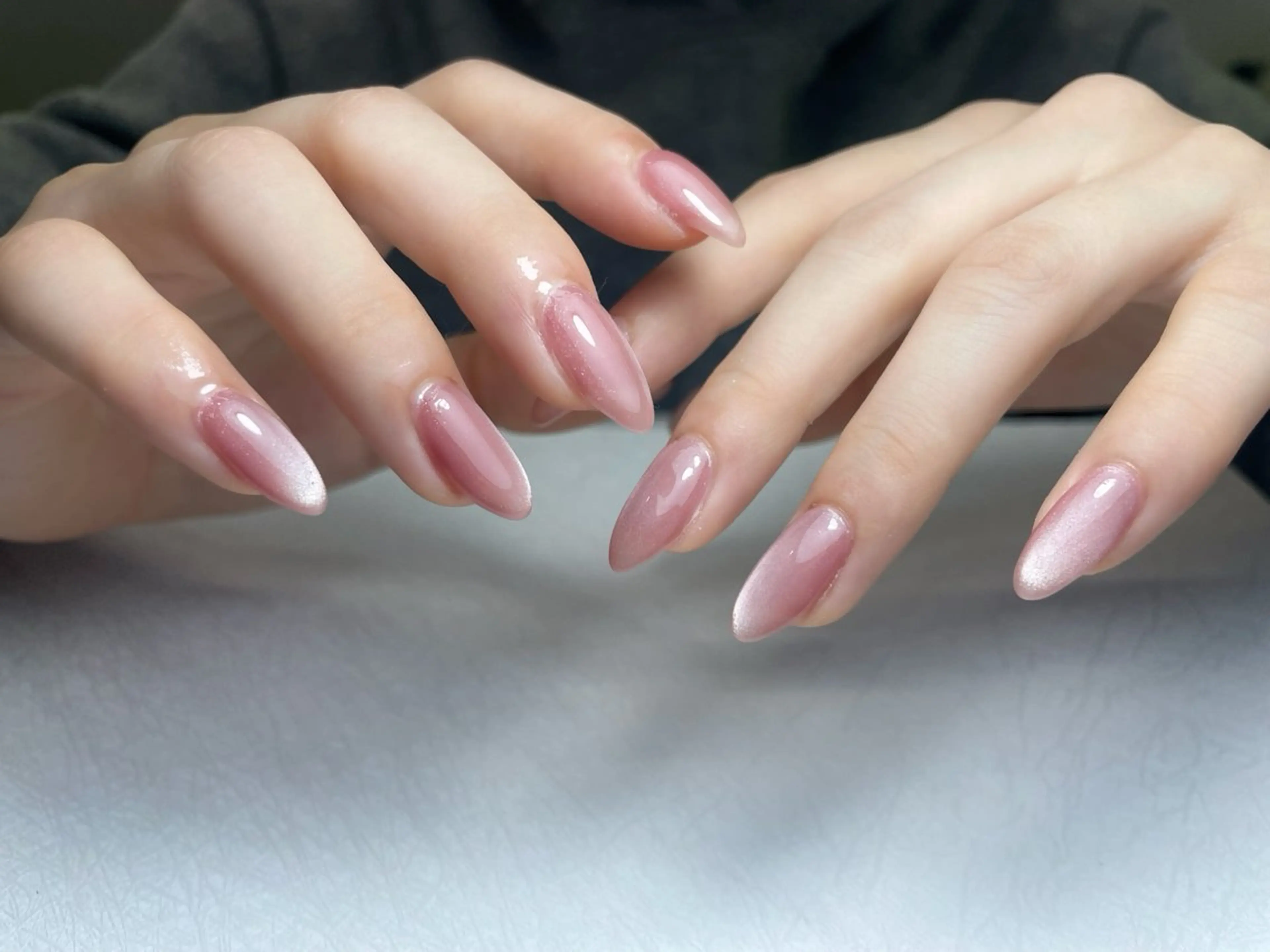 ネイル フレンチネイル ジェルネイル ガラスフレンチ 韓国ネイル ラメ(グリッター) ハンドネイル 中野駅から2分 MEO NAILのネイルデザイン