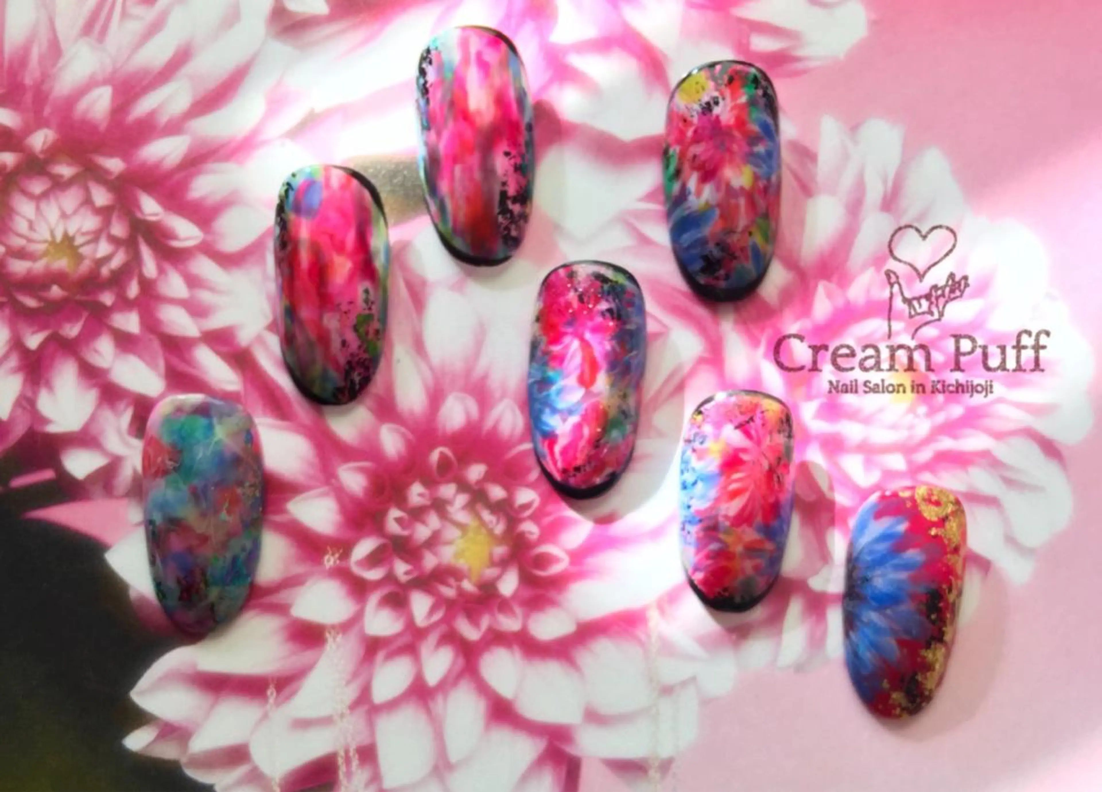 ネイル フラワーネイル 大理石ネイル(マーブル) ニュアンスネイル HAMANO MIKAのネイルデザイン