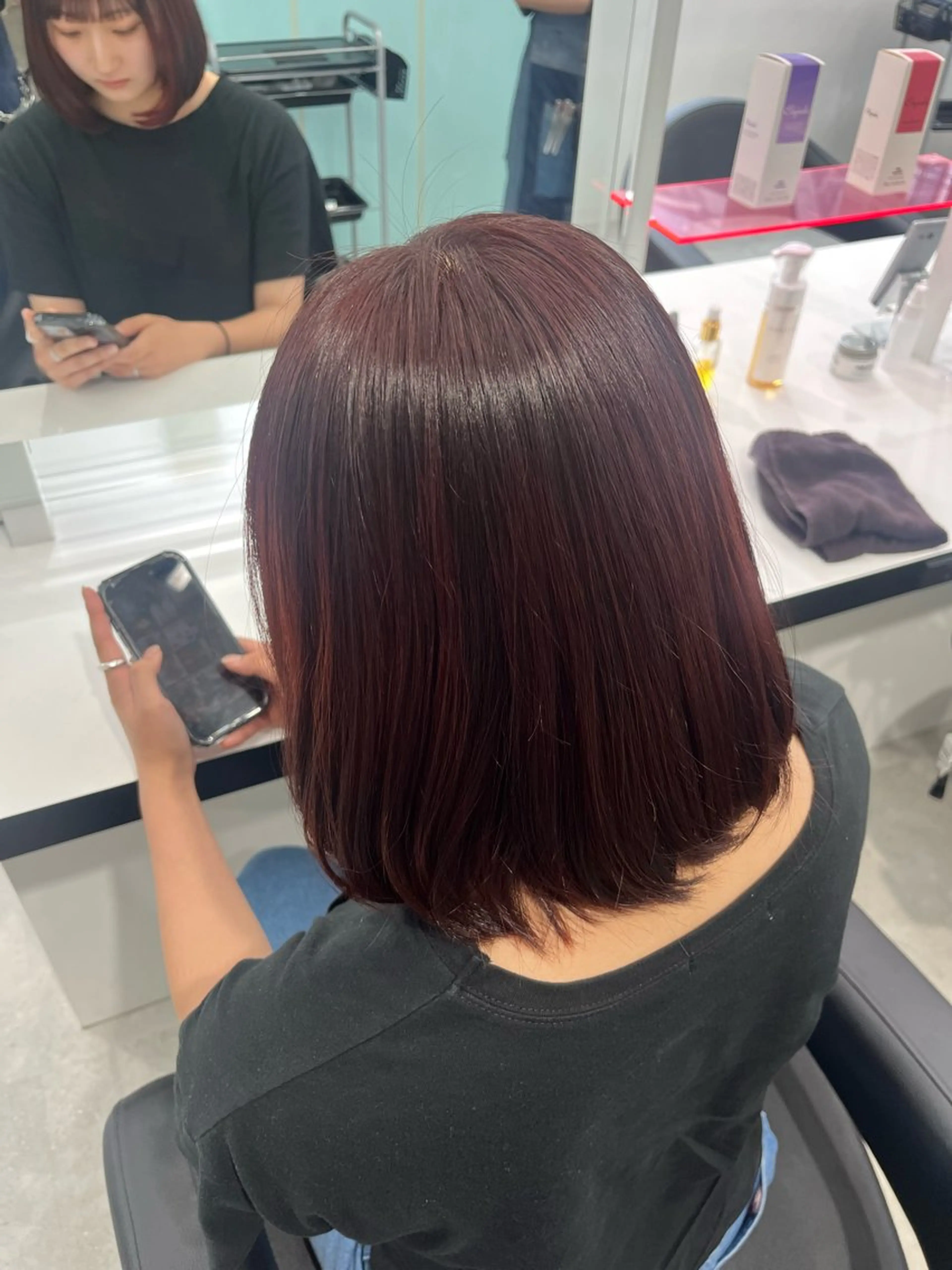 ミディアム カラー みう/仙台/暖色/ 艶髪/顔周りカット/のヘアスタイル