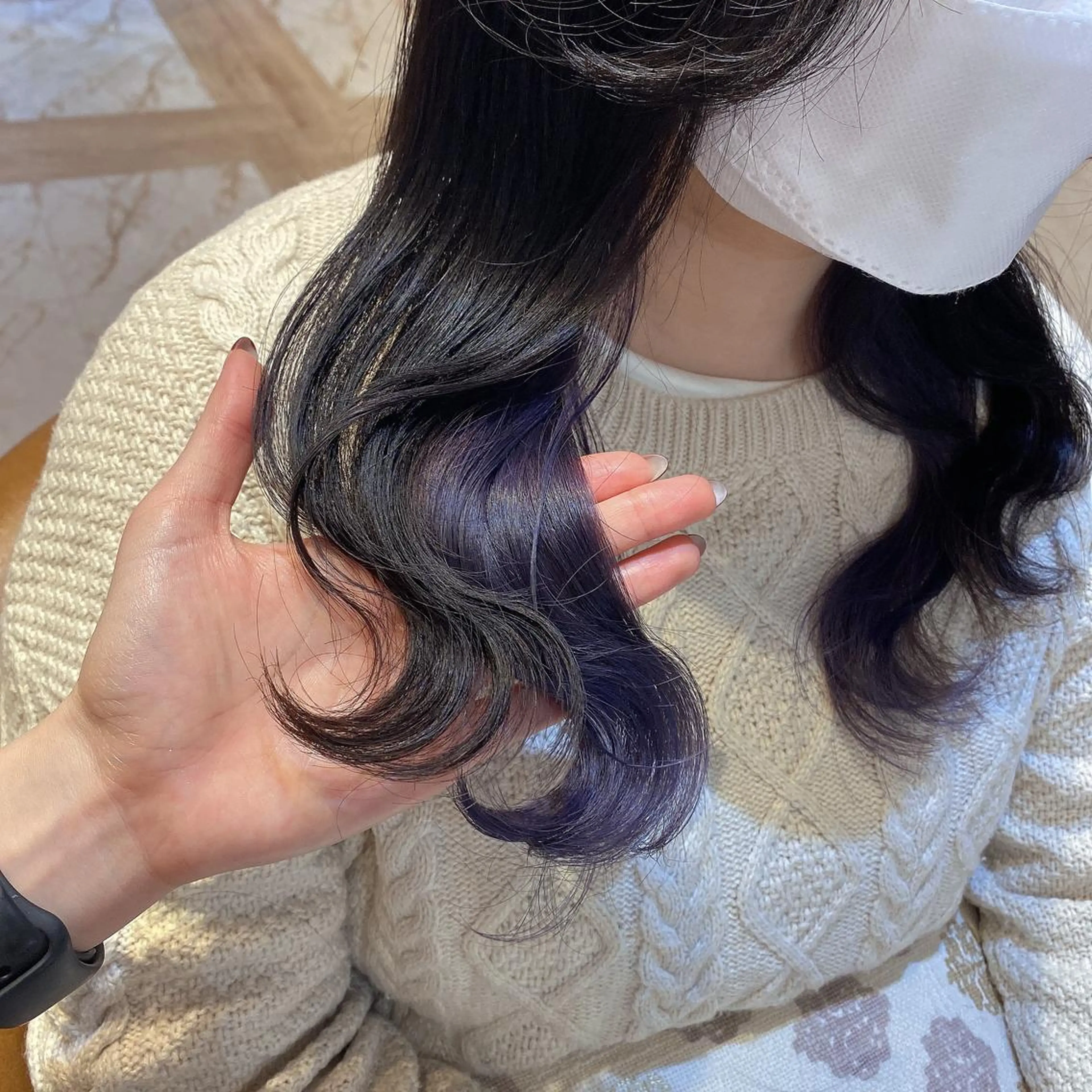 ミディアム パープルカラー カット ヘアカラー 代表山口ひな 髪質改善のプロのヘアスタイル