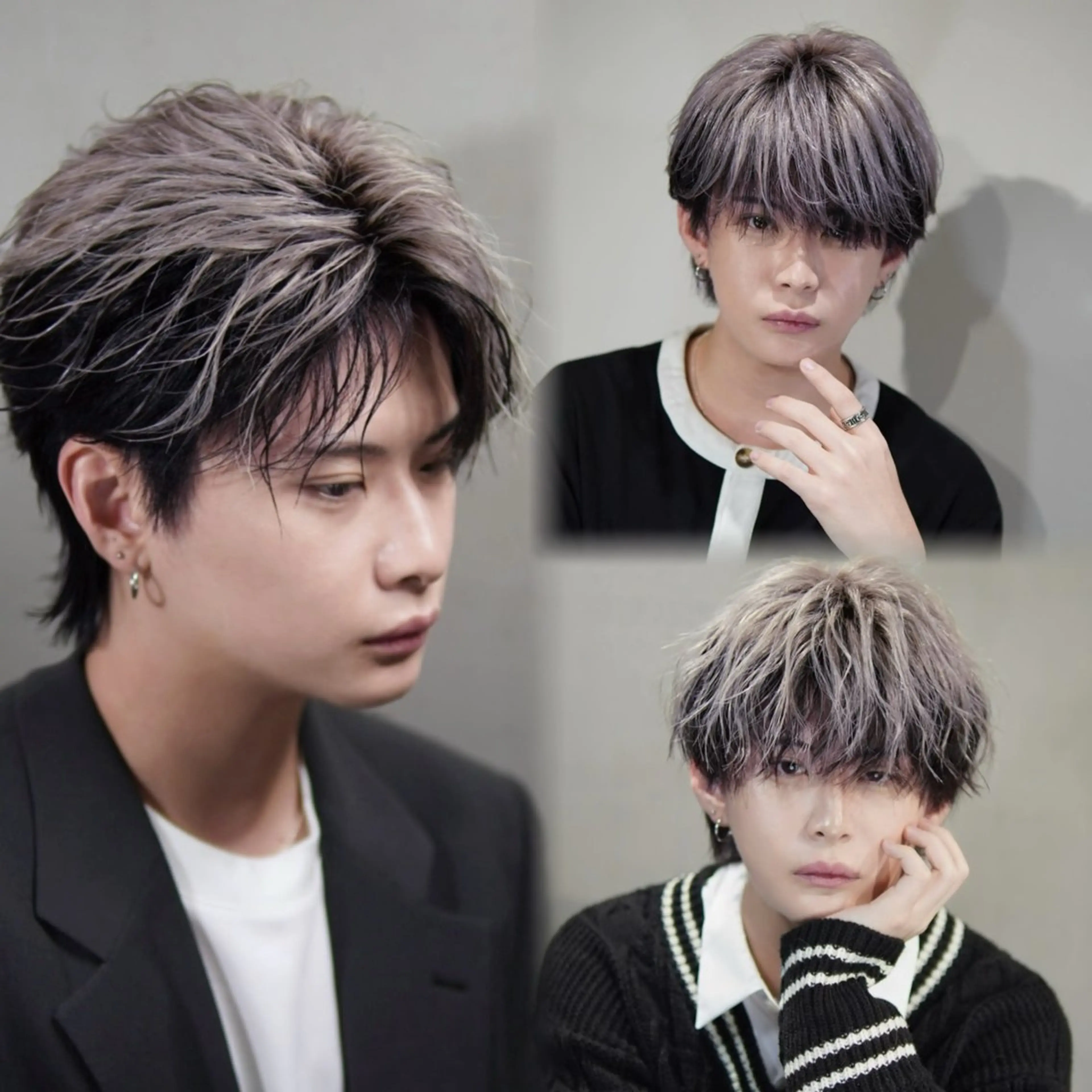 ミディアム カラー メンズ ヘアカラー メンズ/心斎橋 /韓流/藤本理希のヘアスタイル