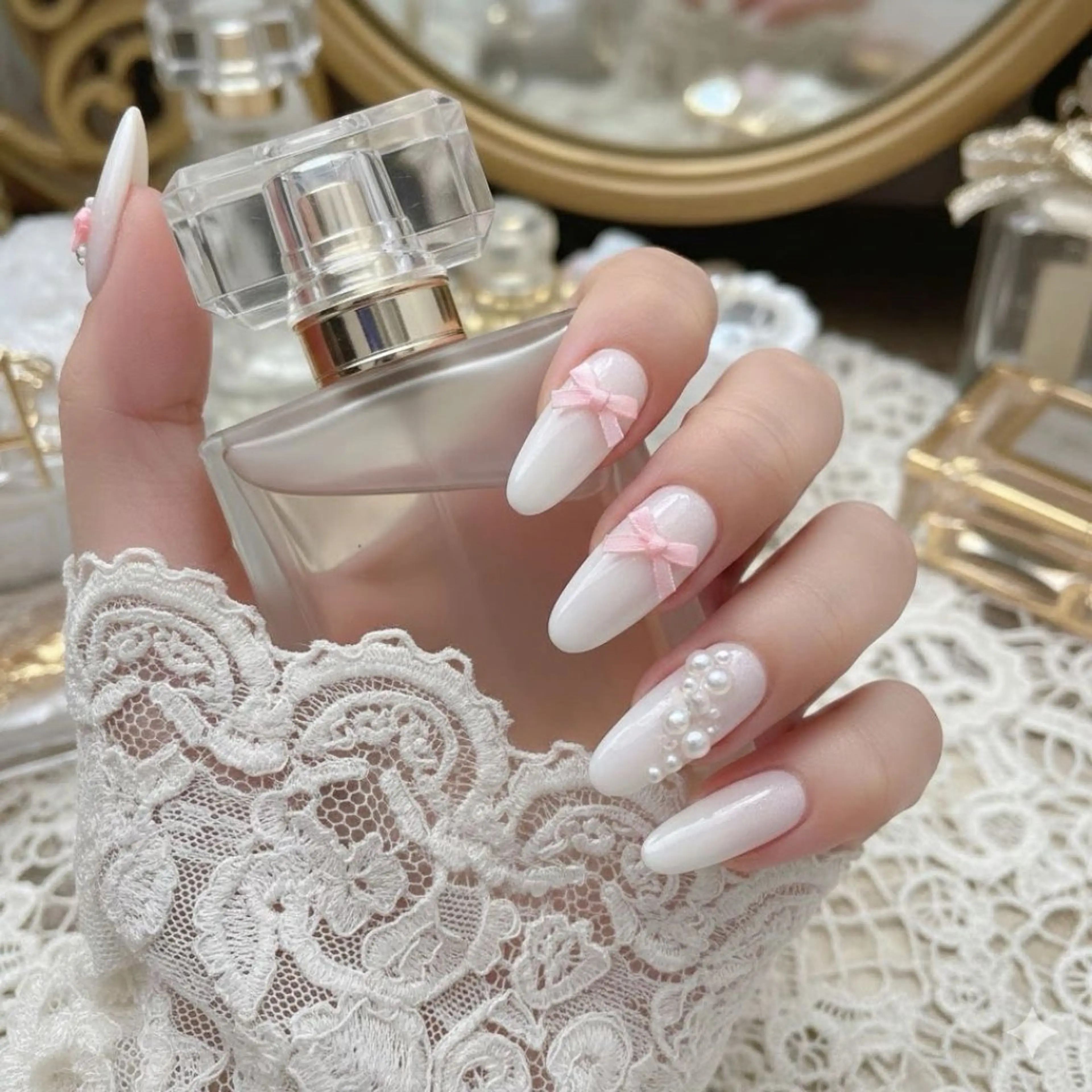 ネイル フレンチネイル キラキラネイル 韓国ネイル シンプルネイル ワンホンネイル ハンドネイル MEI Nailのネイルデザイン