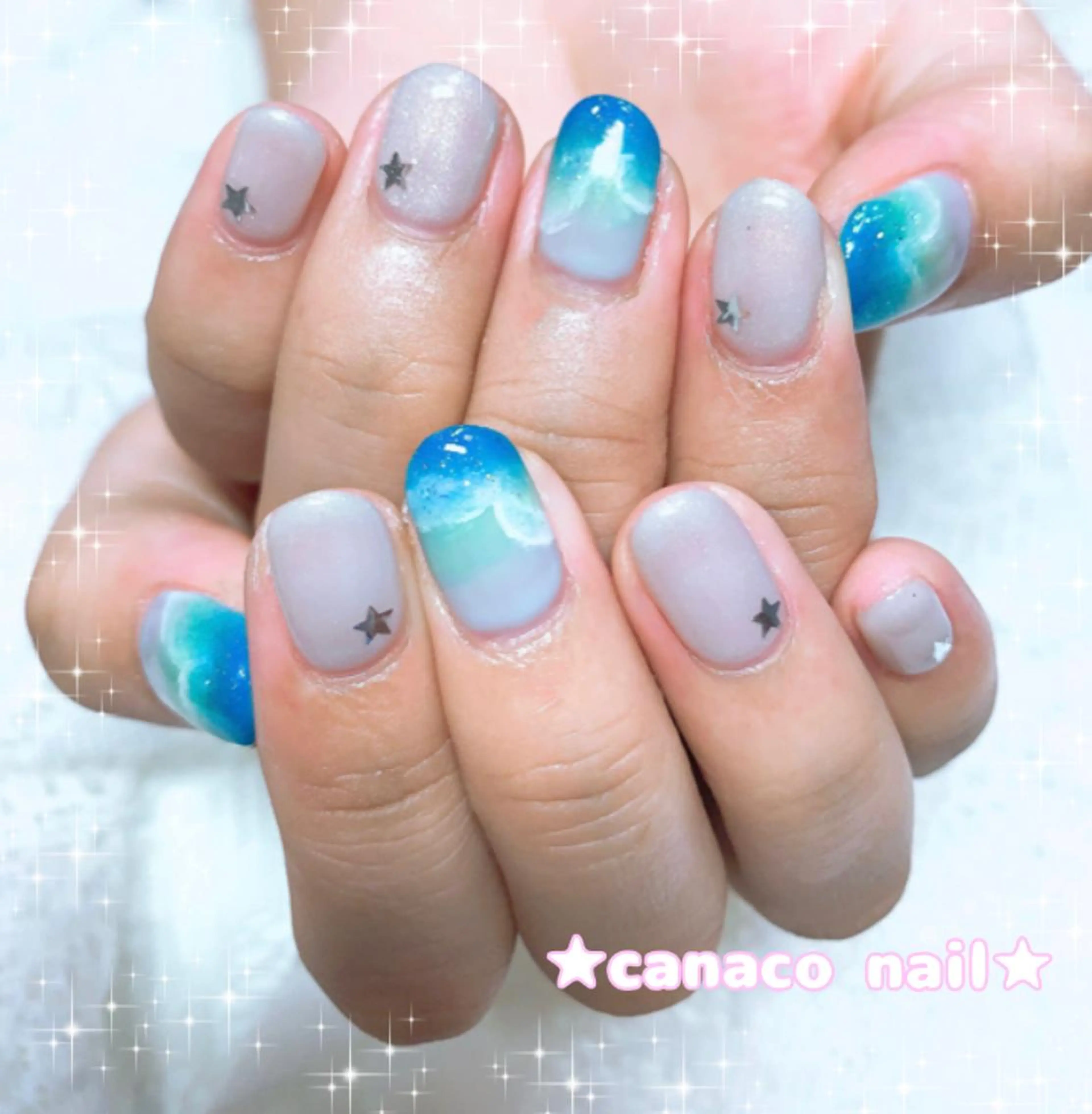 ネイル オーロラネイル ハンドネイル ハンドケア ベテランネイル cnc  nailのネイルデザイン