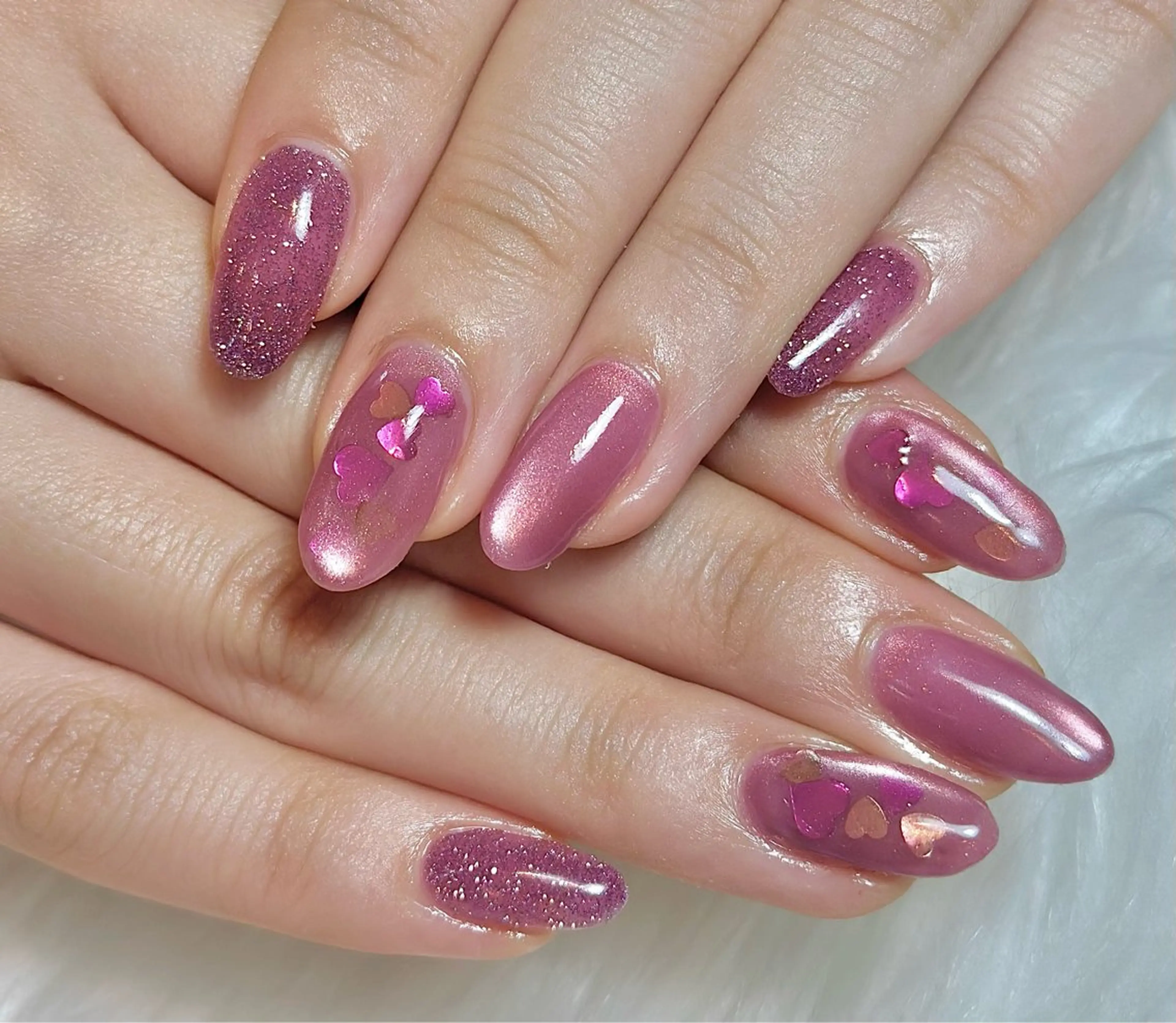 ネイル ハート ハンドネイル m_nail所属・O Mayaのネイルデザイン