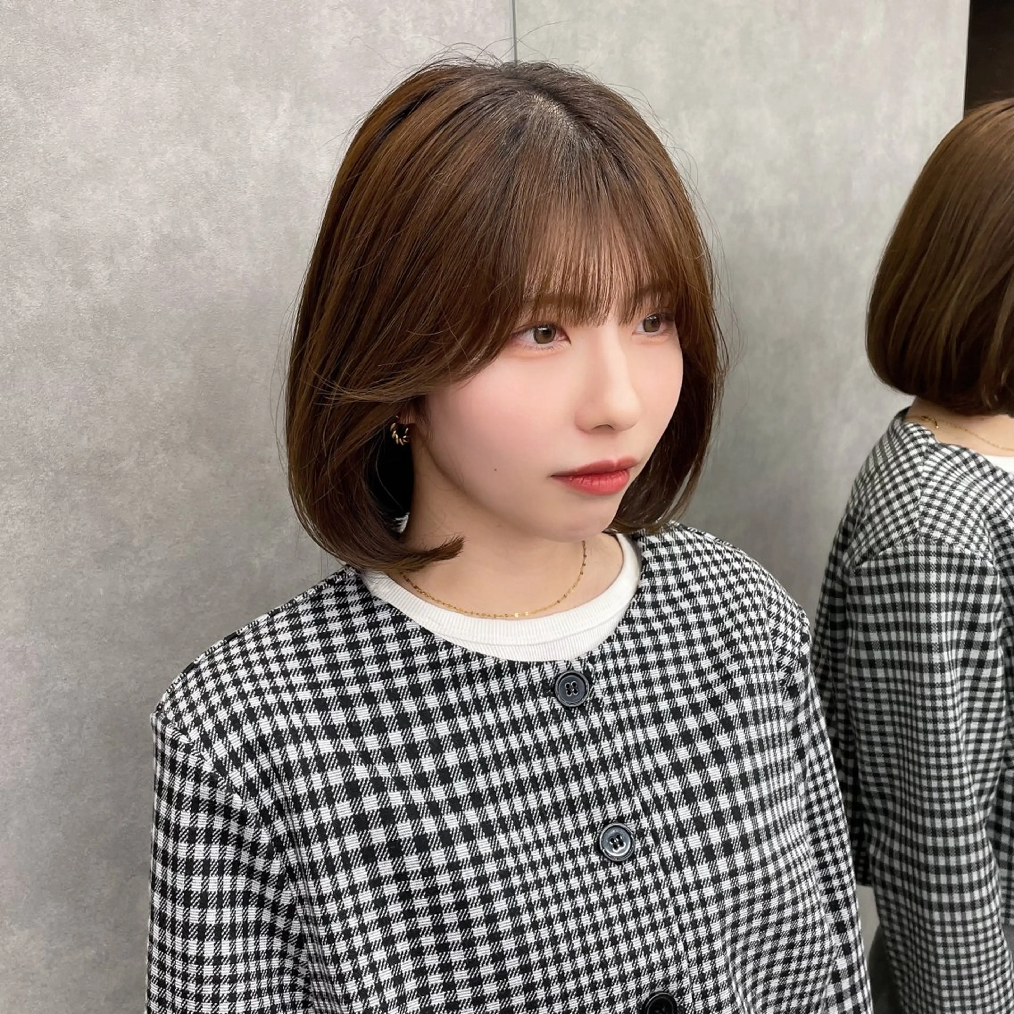 ミディアム パーマ カット トリートメント 縮毛矯正/ストンボブ Wカラー💎ヒデジのヘアスタイル