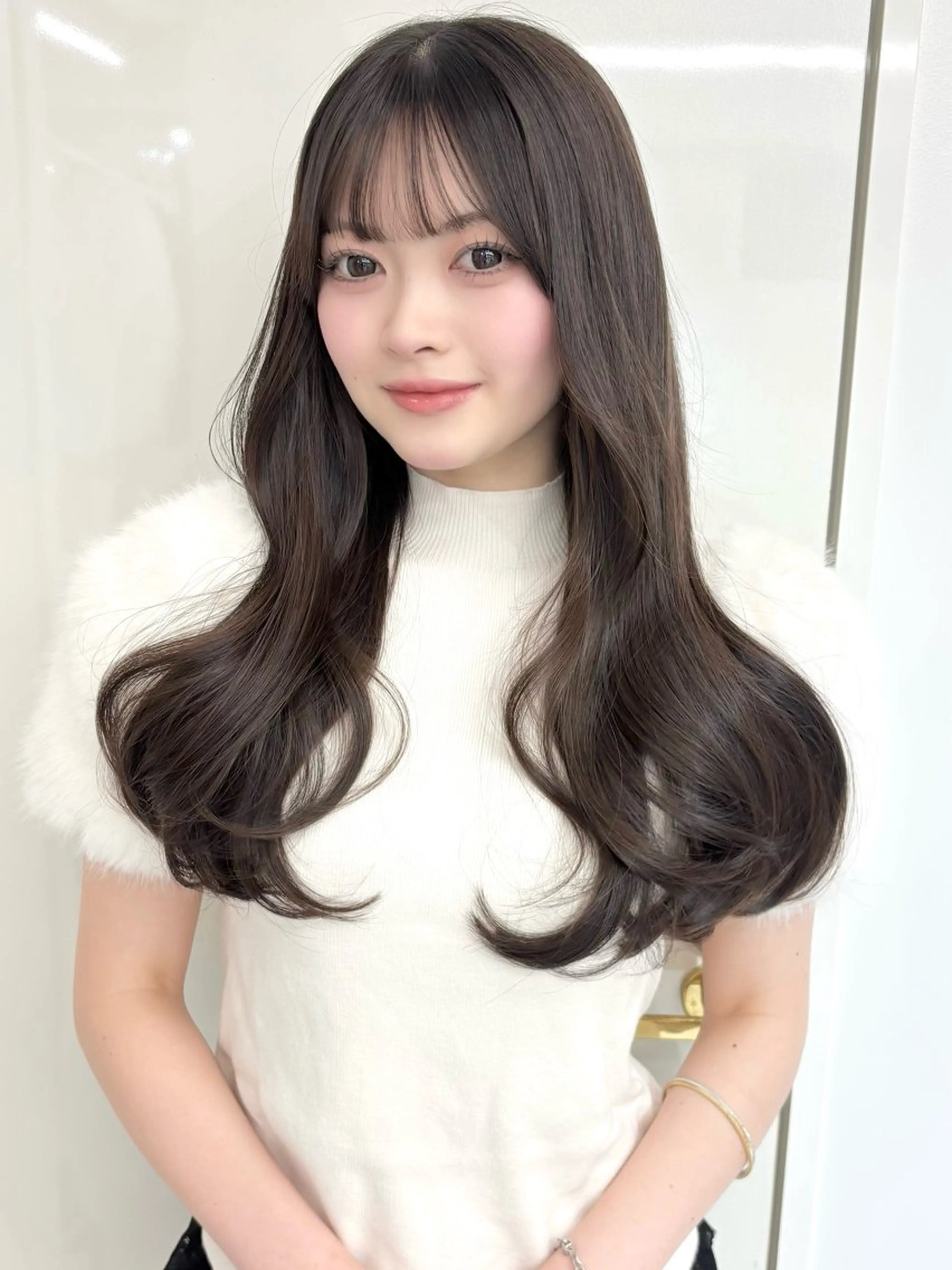 セミロング カラー ダークグレー ダークグレージュ グレージュ トリートメント ヘアカラー 縮毛矯正 トリートメント 盛れる顔周り🤍渋谷 Risa🎀のヘアスタイル