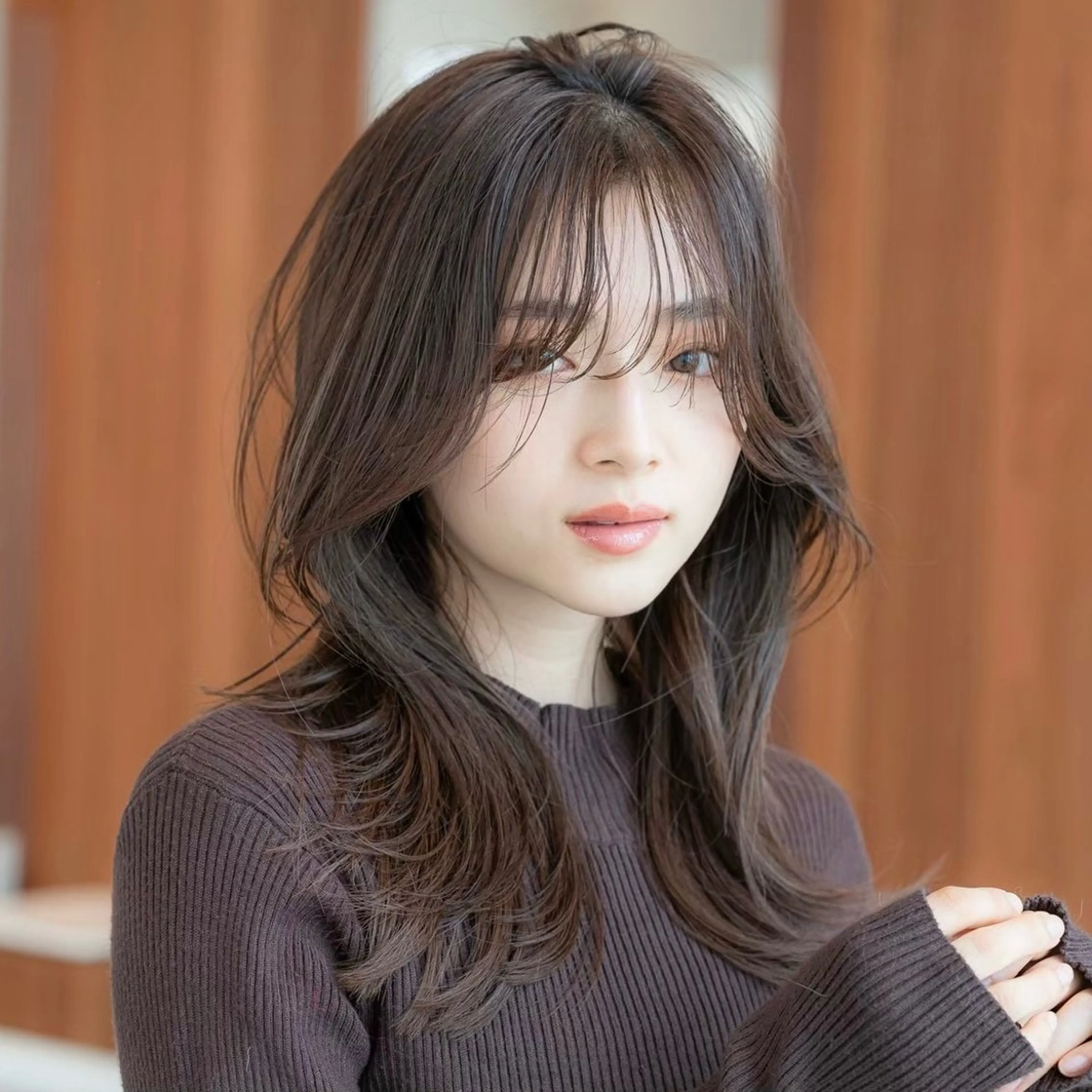 セミロング ボブ 顔まわりレイヤー 顔周りカット ハッシュカット 髪質改善 原宿/韓国/髪質改善 /レイヤー/ボブのヘアスタイル