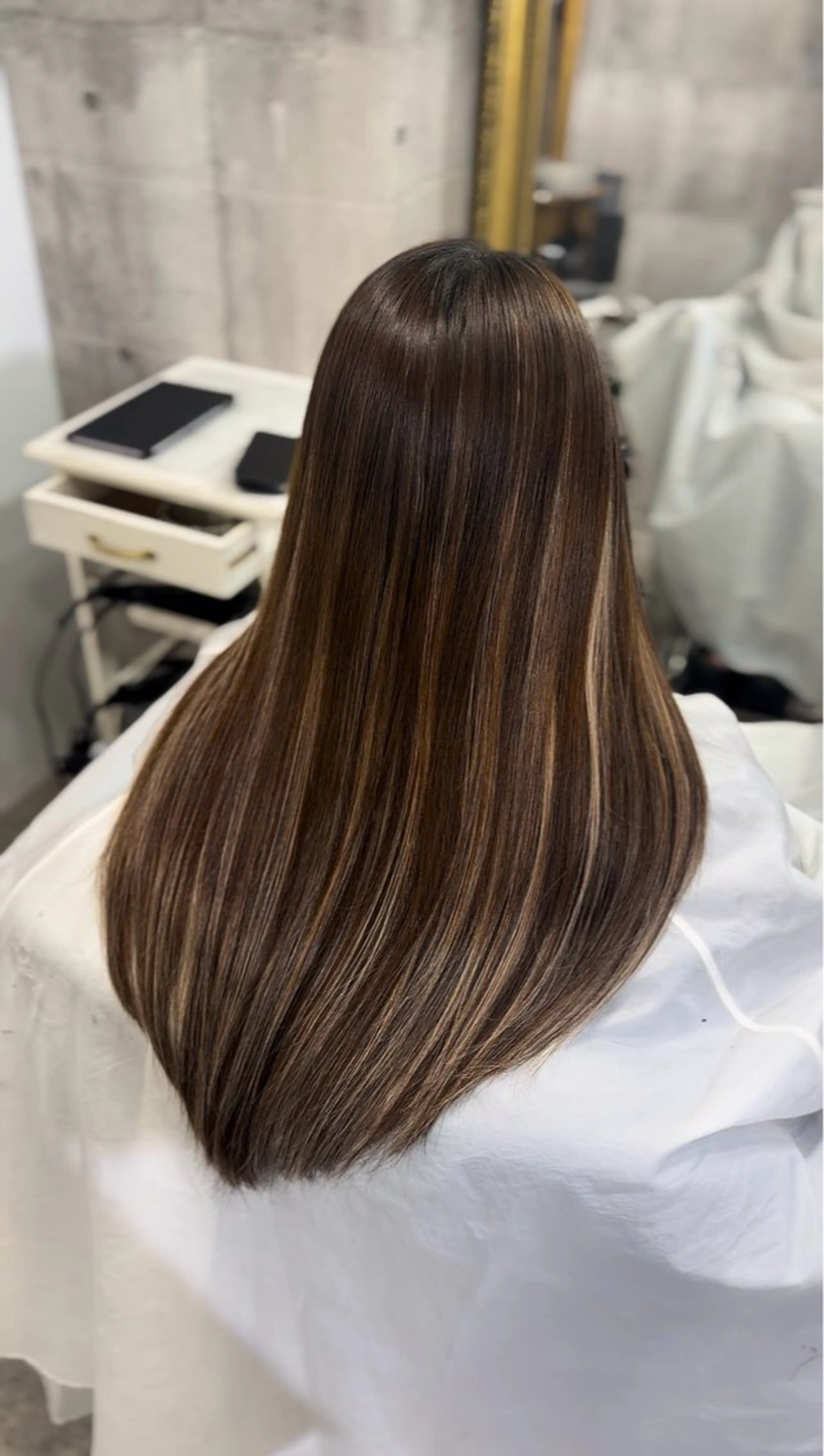 セミロング エクステ ハイライト ヘアカラー エクステ uda 抜きっぱなし /最高級エクステのヘアスタイル