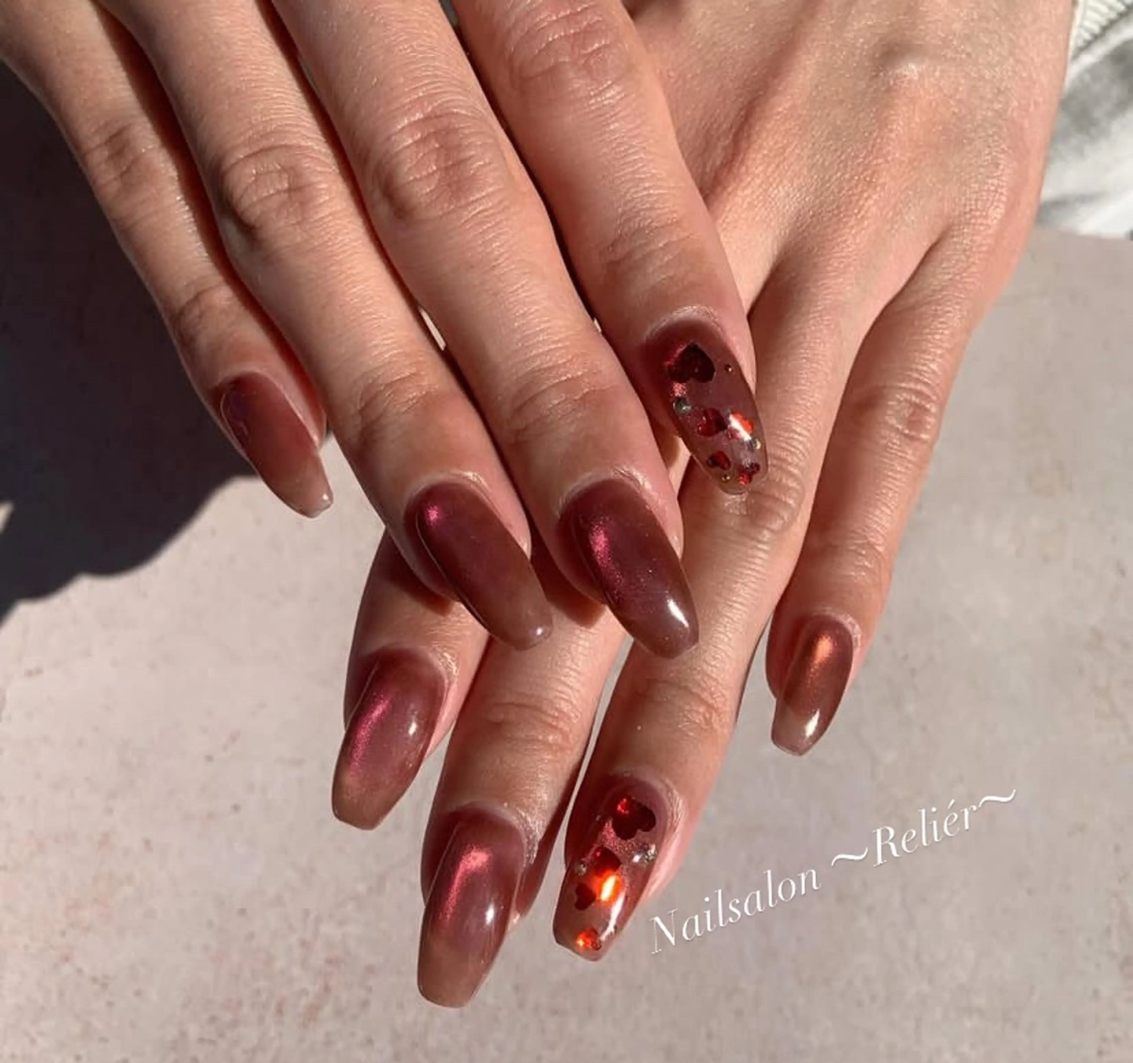 ネイル ハート ホログラムネイル マグネットネイル Nailsalon 〜Reliér〜のネイルデザイン