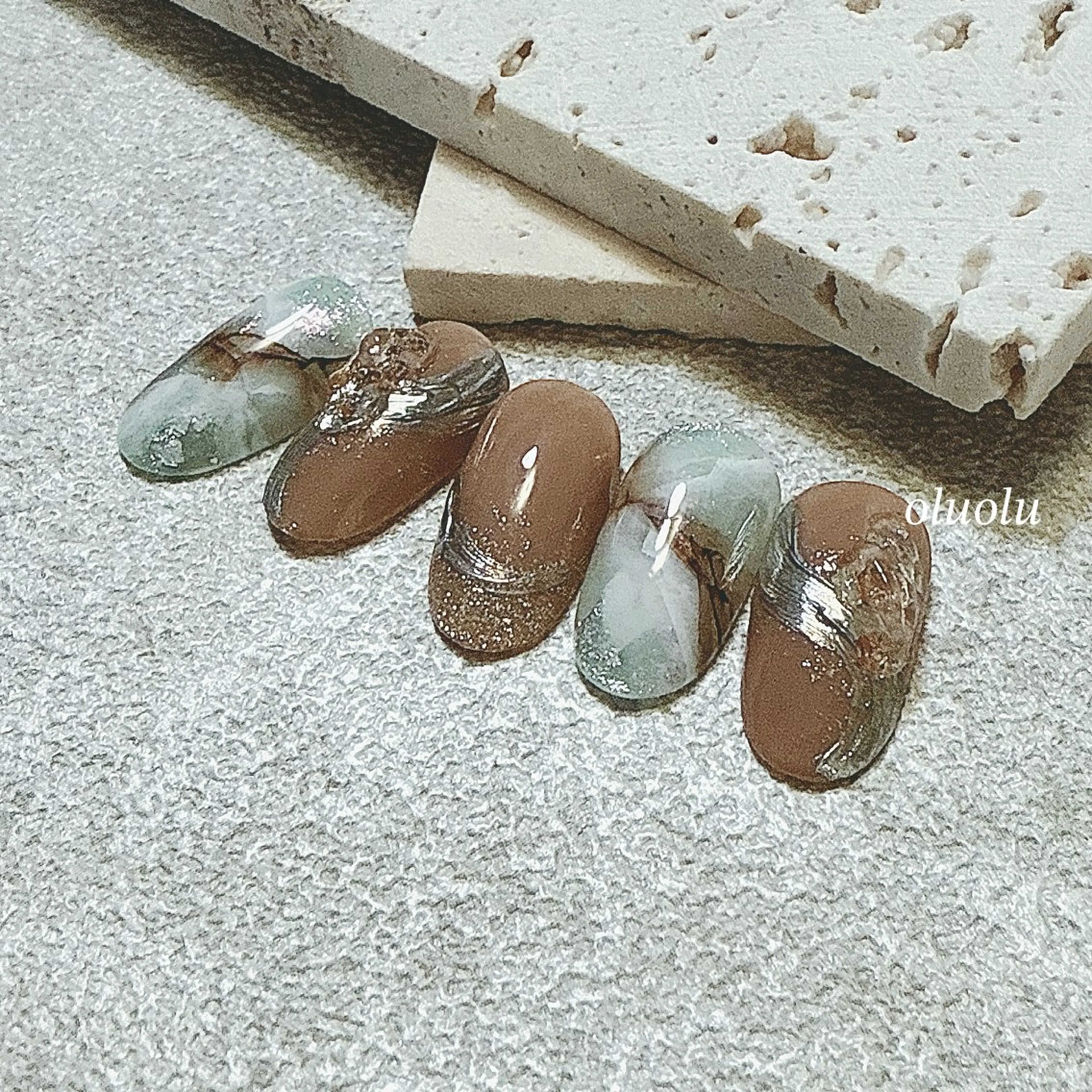 ネイル アートネイル ジェルネイル 大理石ネイル(マーブル) ニュアンスネイル ハンドネイル 大村 紬華のネイルデザイン