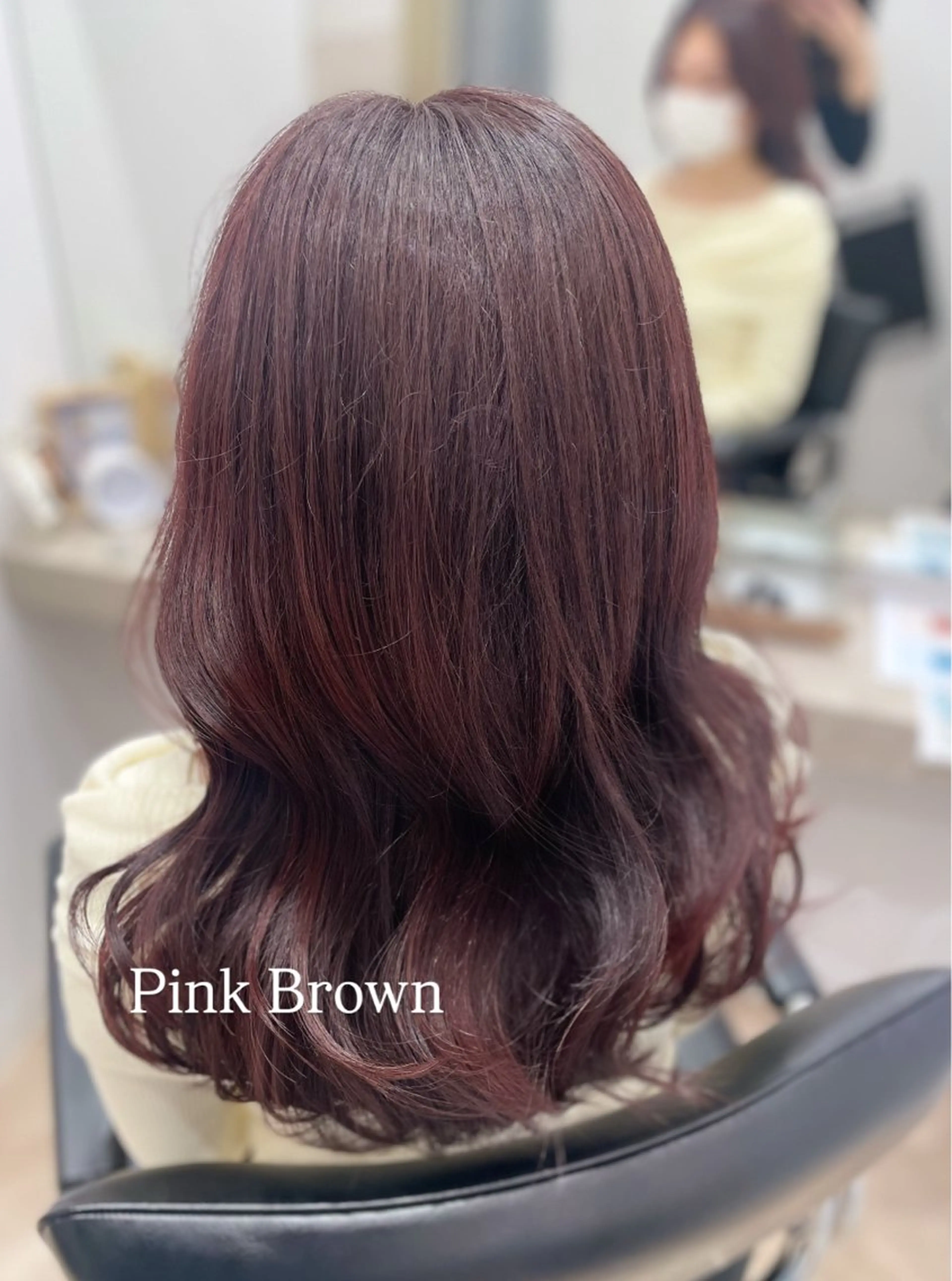 セミロング ピンクブラウン ヘアカラー 顔まわり🎀ピンク 💖ゆうなのヘアスタイル