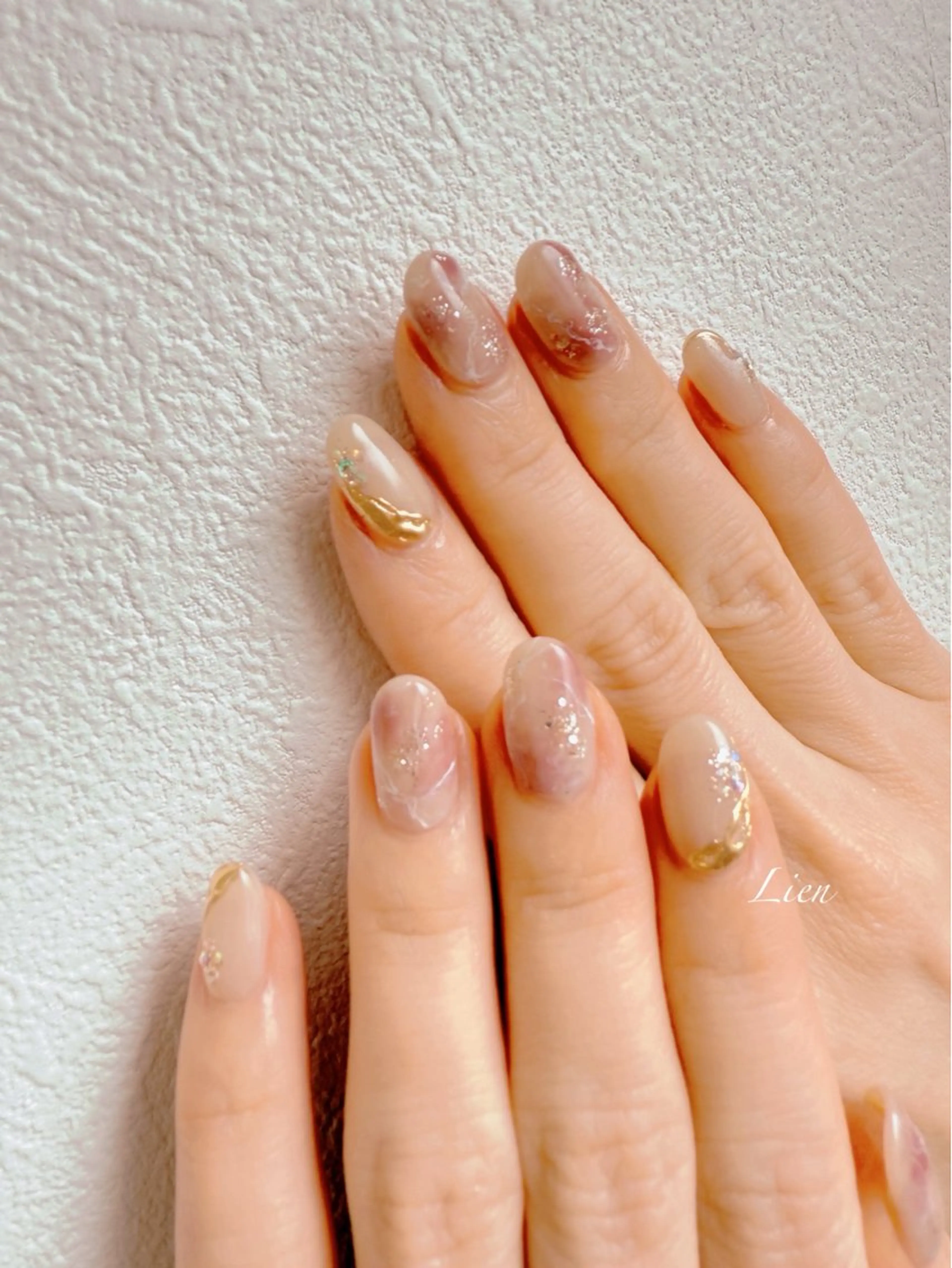 ネイル 長さ出し フットネイル フレンチネイル ジェルネイル ガラスフレンチ ハンドネイル Lien（リアン） 銀座駅6分のネイルデザイン