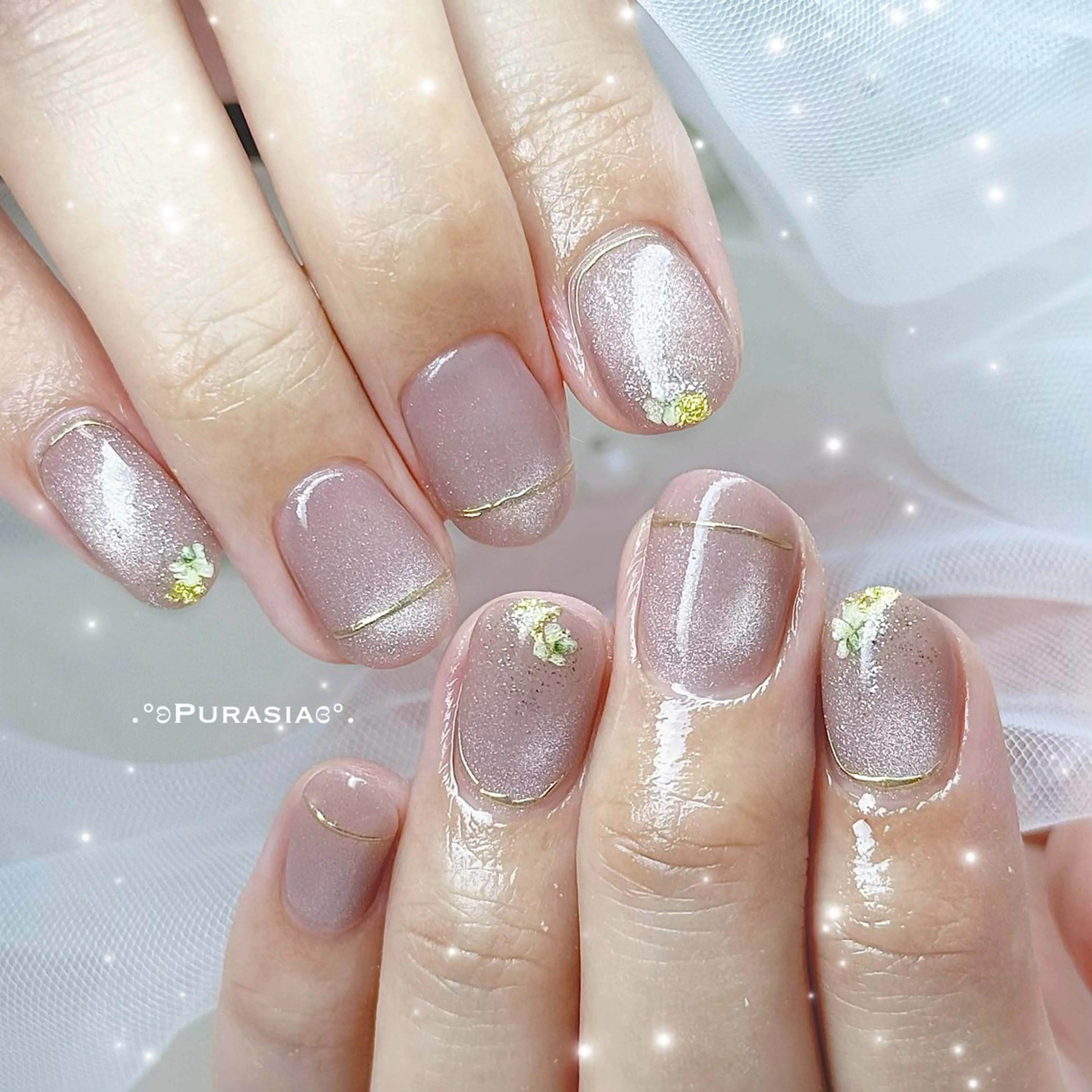 ネイル マグネットネイル ミラーネイル ワンホンネイル ハンドネイル Purasia高橋✧ マグ/ワンホン/地雷のネイルデザイン