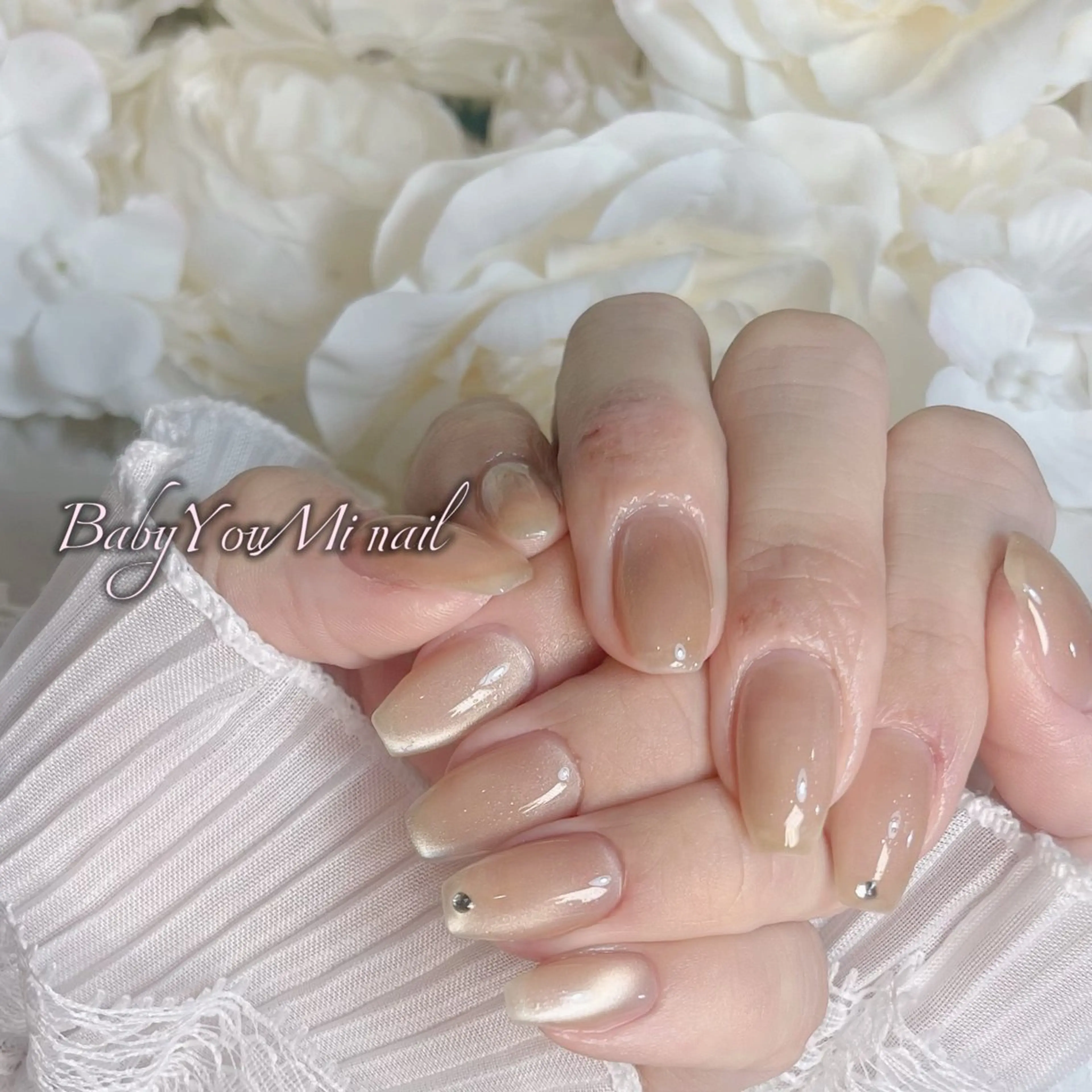 ネイル オーロラネイル 成人式 フットネイル フレンチネイル ジェルネイル ハンドネイル BabyYouMi nailのネイルデザイン