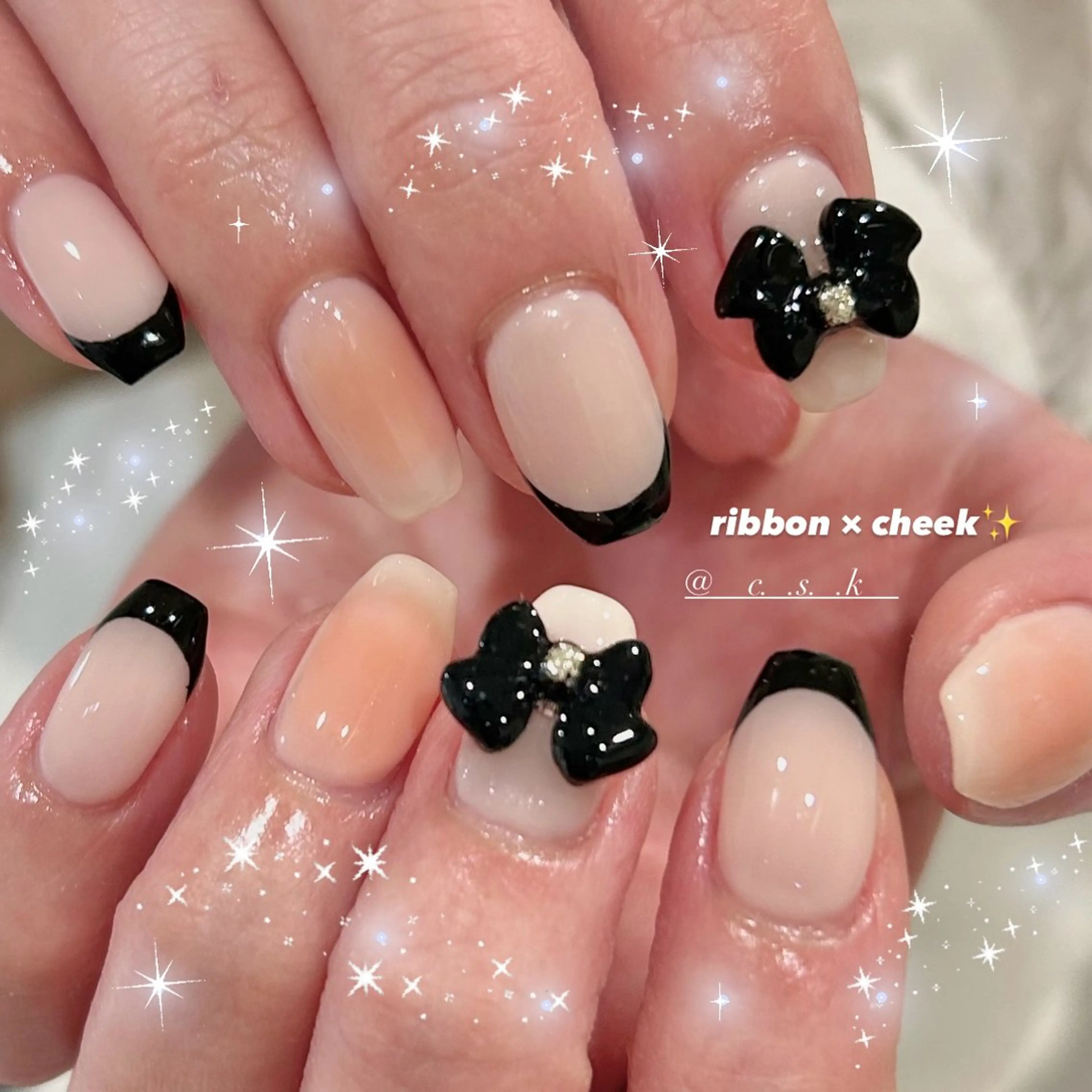 ネイル チークネイル フレンチネイル ジェルネイル ガーリー 韓国ネイル ハンドネイル 🎀チーク/ちゅるん 🫧chisa🎀のネイルデザイン