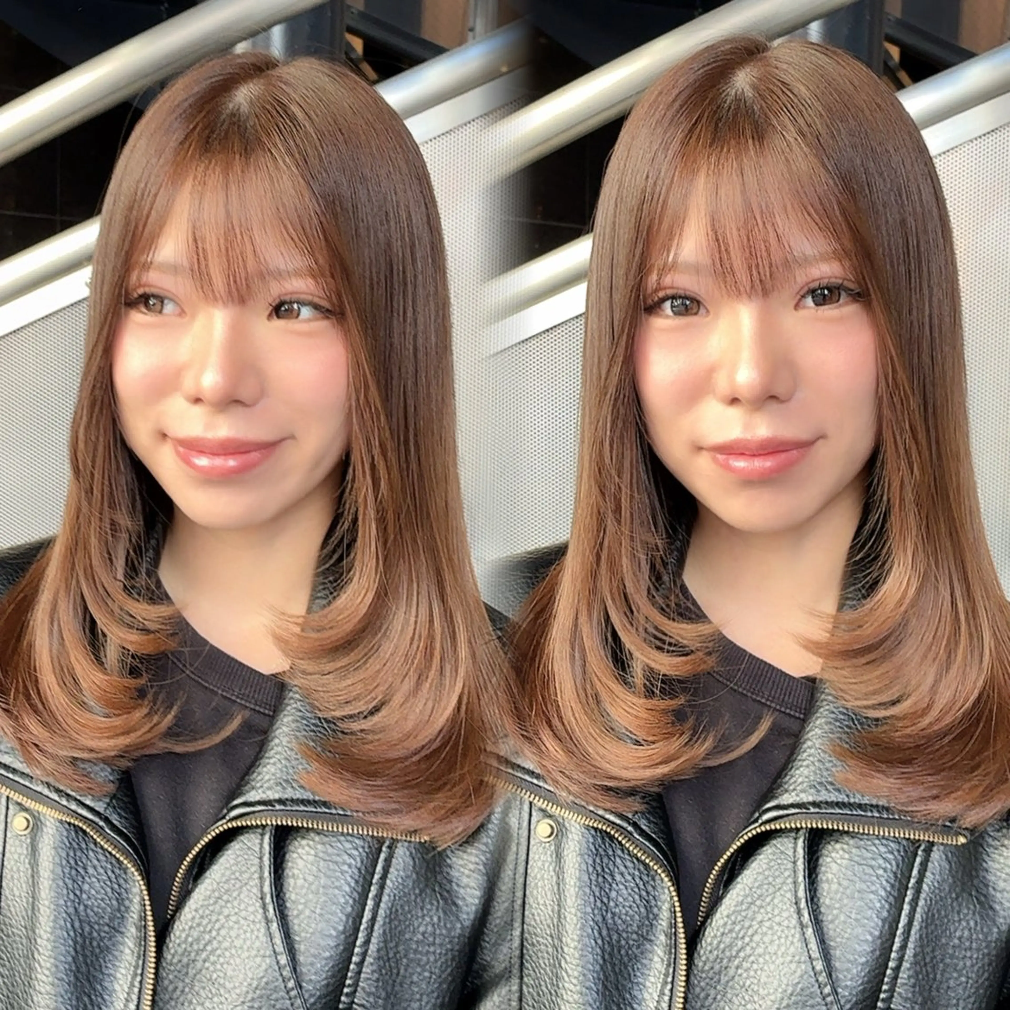 ミディアム レイヤーカット カット ヘアカラー calna 古賀 菜摘のヘアスタイル