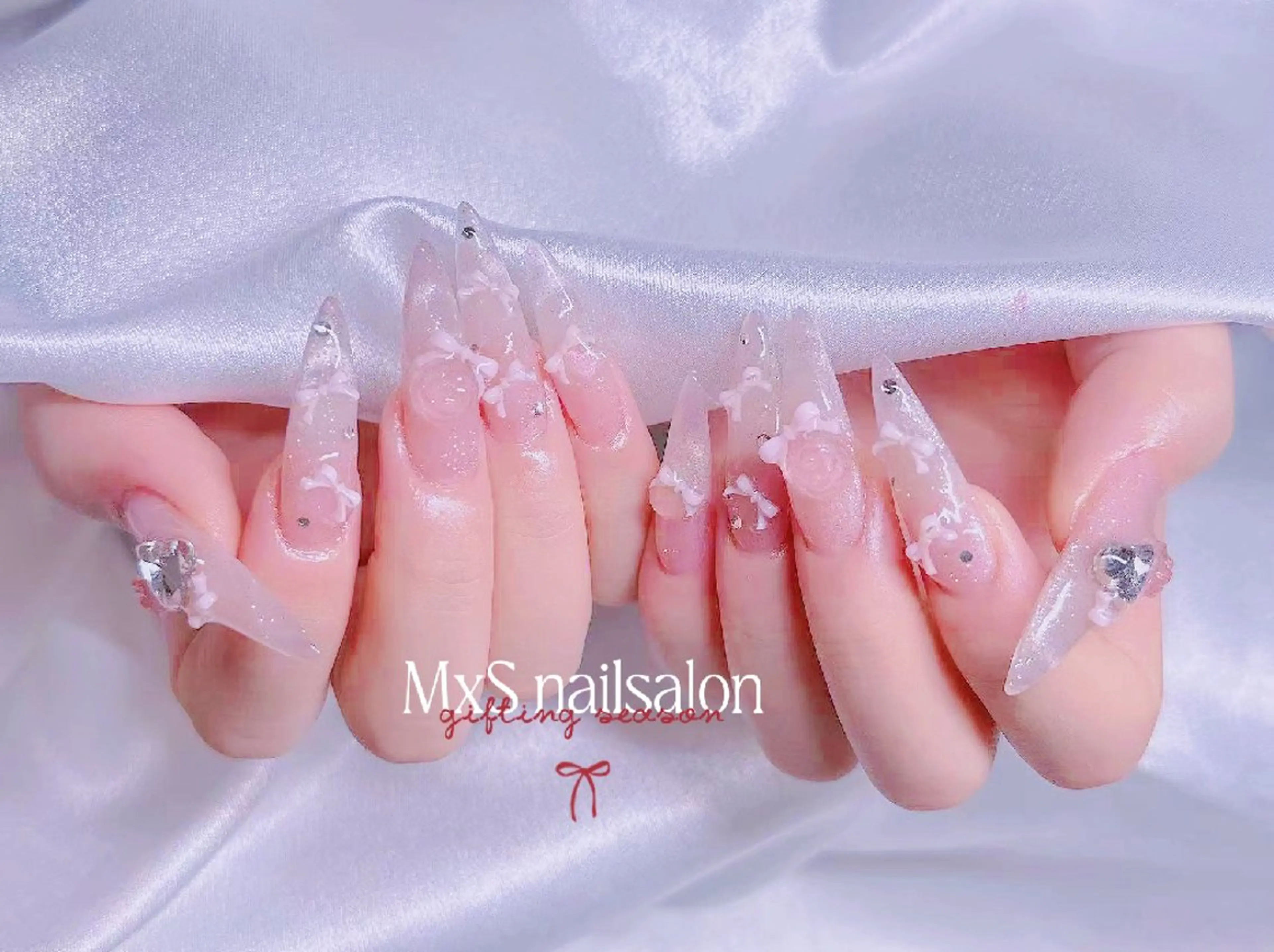 ネイル ジェルネイル 韓国ネイル マグネットネイル パラジェル バレンタイン ハンドネイル M×S Nail みなのネイルデザイン