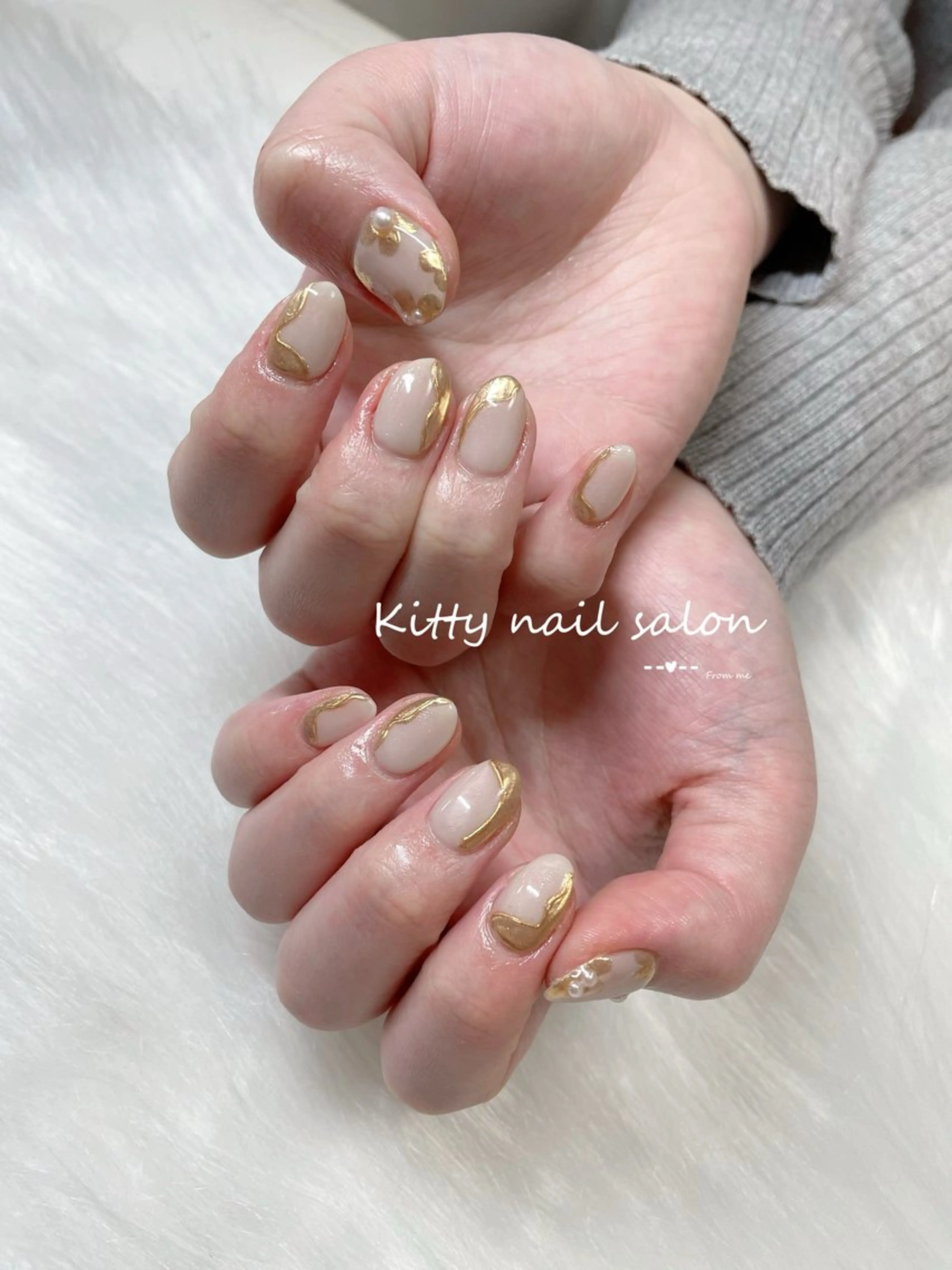 ネイル フレンチネイル マグネットネイル マグネットフレンチ ミラーネイル シンプルネイル kitty nail salonのネイルデザイン